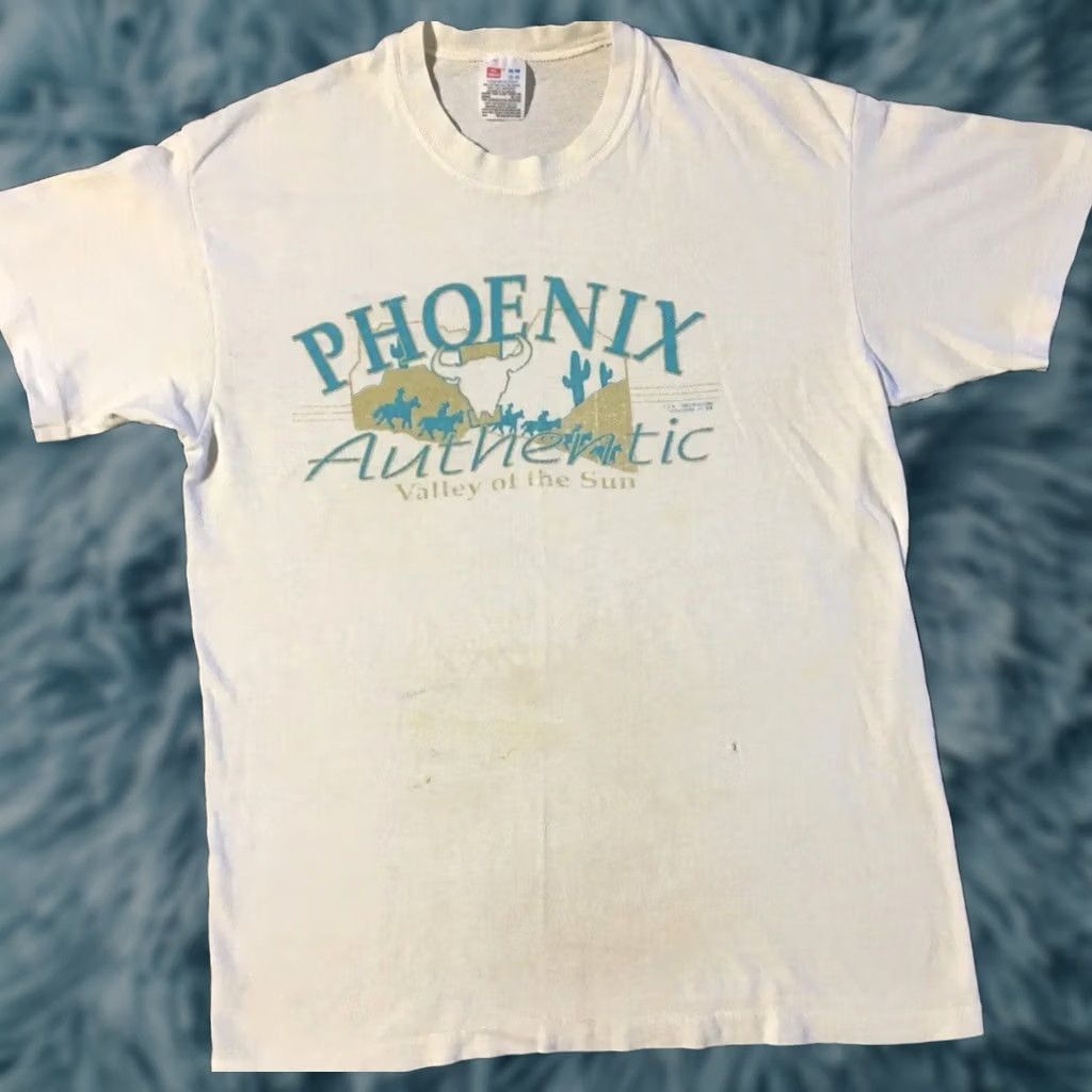Vintage VINTAGE Phoenix Arizona Faded Distressed Shirt S White Sun 90s Grunge Biker Rockabilly Desert USA Men's T-Shirt Size US S / EU 44-46 / 1 - 1 Thumbnail