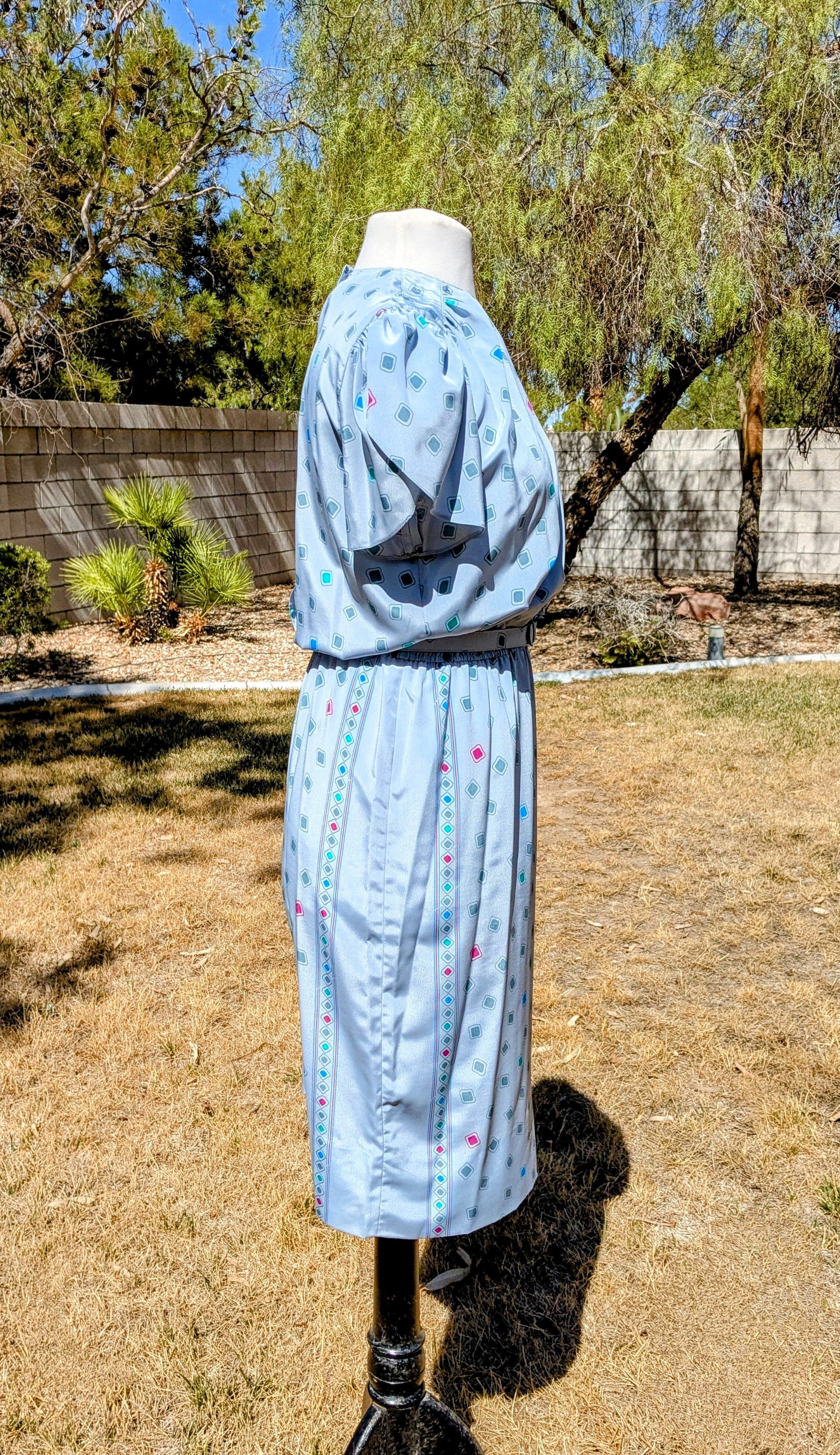 Vintage Azure Charles Bianco Italian Collection Petite Blouson Dress Size S / US 4 / IT 40 - 3 Thumbnail