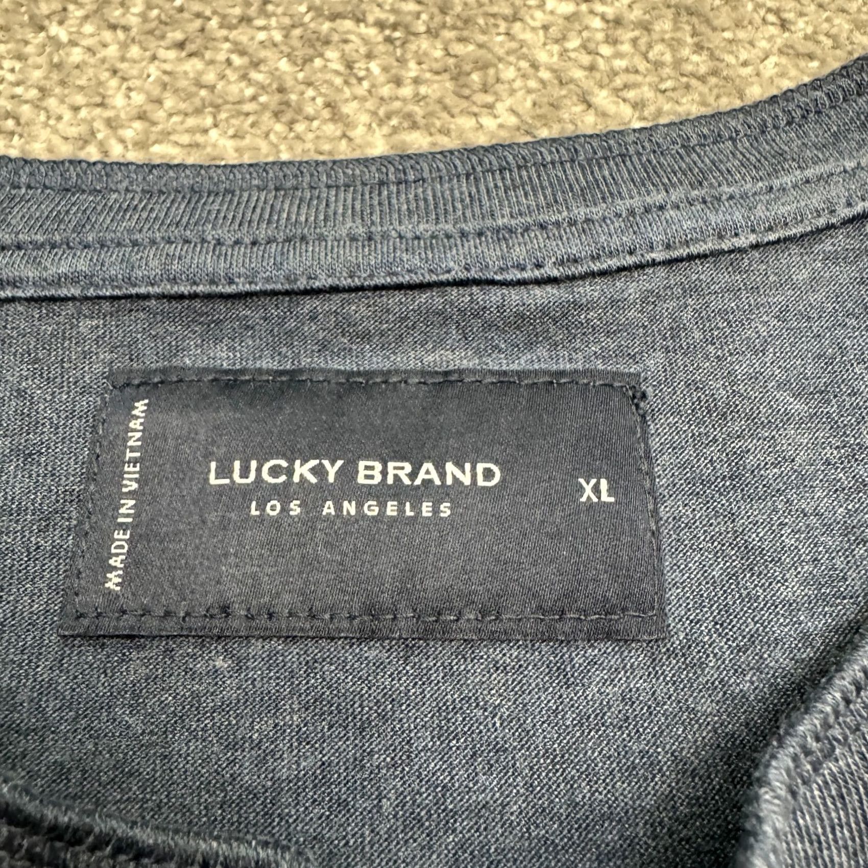 Lucky Brand Lucky Brand T-Shirt Mens XL Long Sleeve Henley Navy Blue Casual Stretch Tee Size US XL / EU 56 / 4 - 5 Thumbnail
