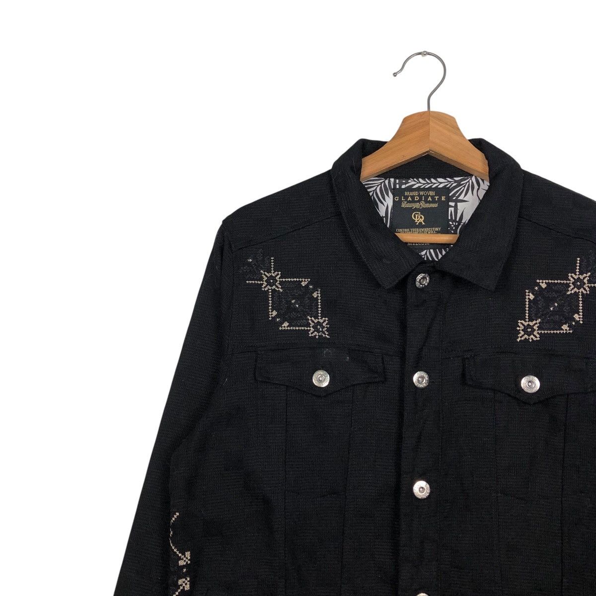 Hysteric Glamour 📌Cropped Biker Jacket Gladiate Black & Gold Design Cargo Size US M / EU 48-50 / 2 - 8 Thumbnail