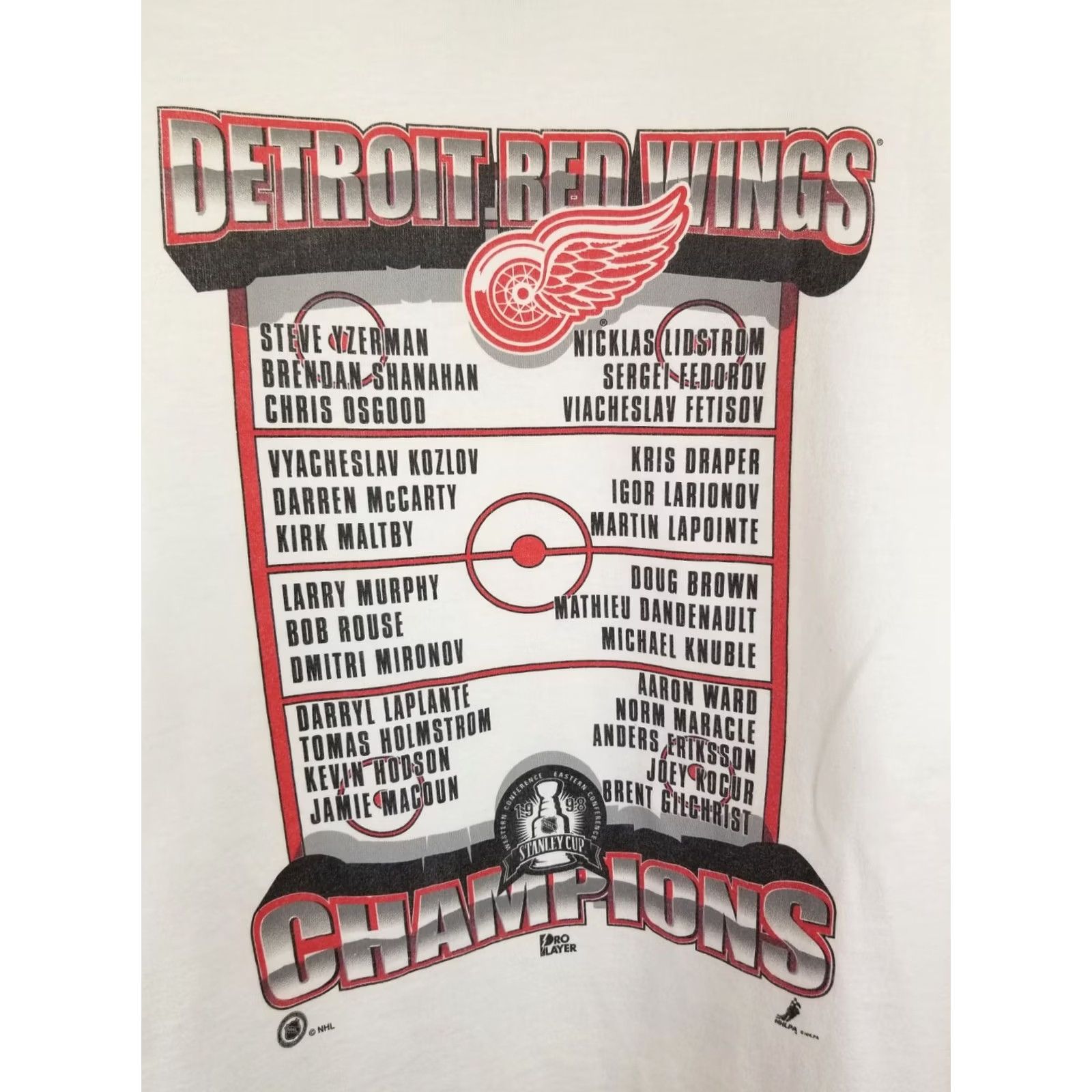 NHL VINTAGE 1998 DETROIT RED WINGS NHL CHAMPIONS PRO PLAYER WHITE T-SHIRT XLARGE Men Size US XL / EU 56 / 4 - 7 Thumbnail