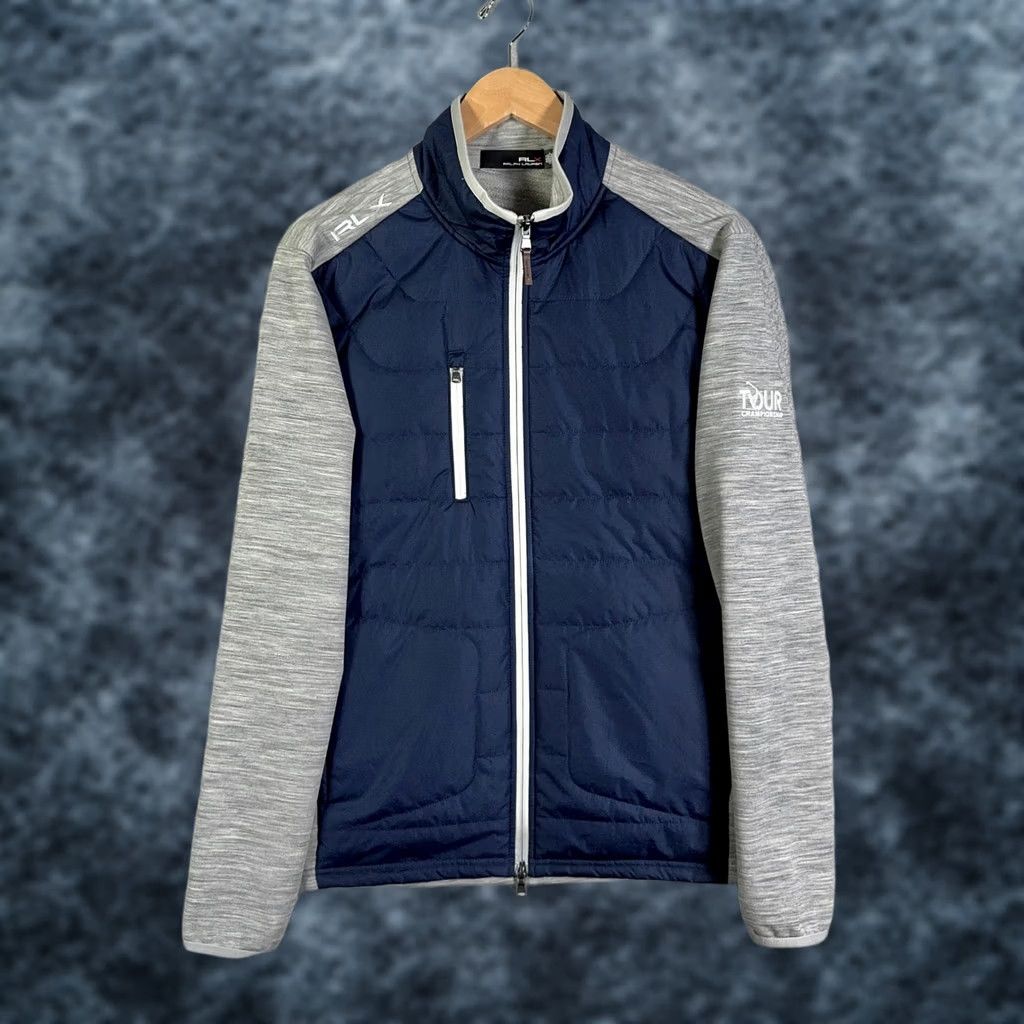Polo Ralph Lauren RLX Ralph Lauren Tour Championship Jacket Mens M Golf Mockneck Quilted Front Zip Pockets Breathing Lightweight Navy Blue Colorblock Size US M / EU 48-50 / 2 - 1 Thumbnail