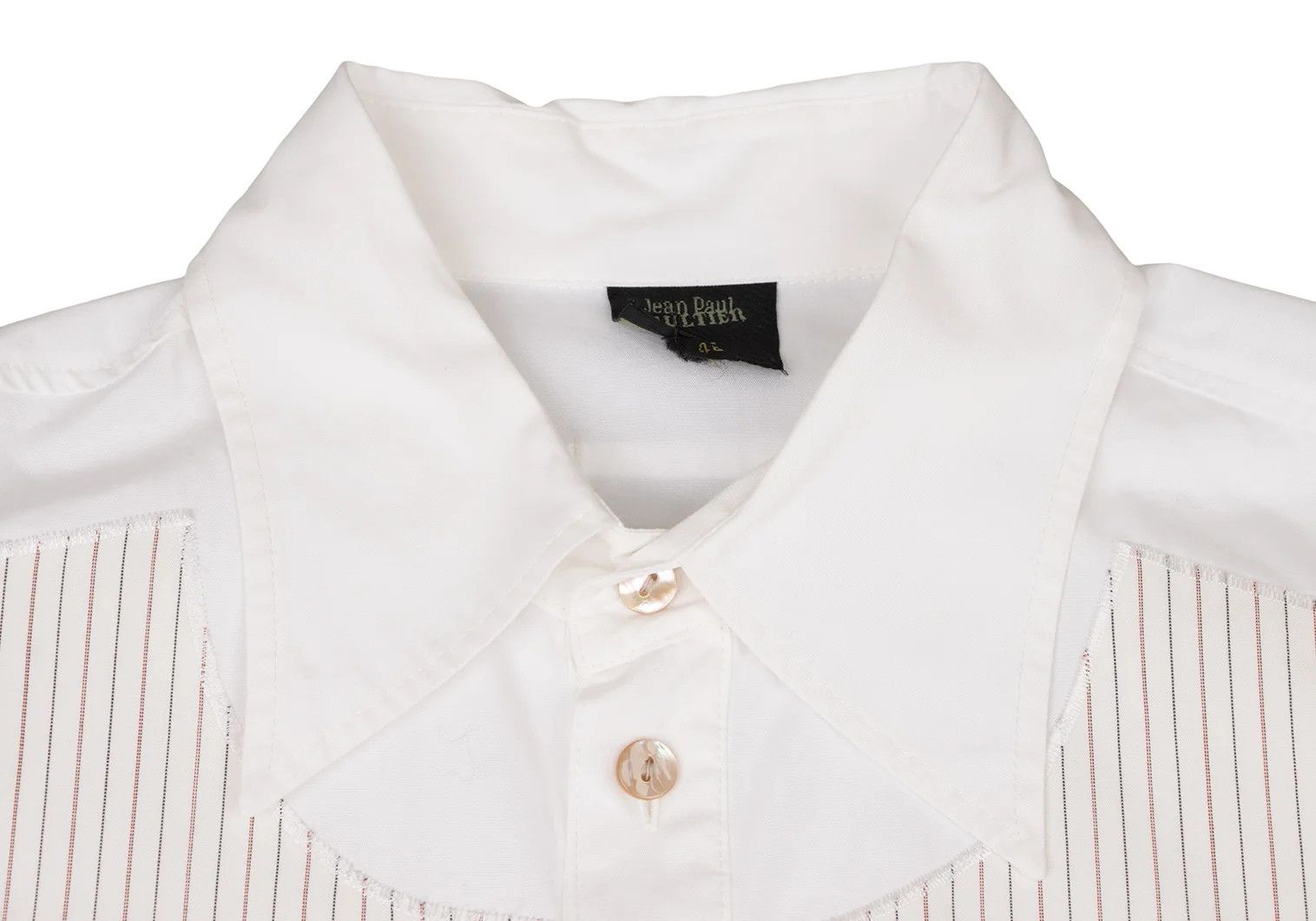 Jean Paul Gaultier Striped Panel Shirt in White, Size 48 Size US M / EU 48-50 / 2 - 5 Thumbnail