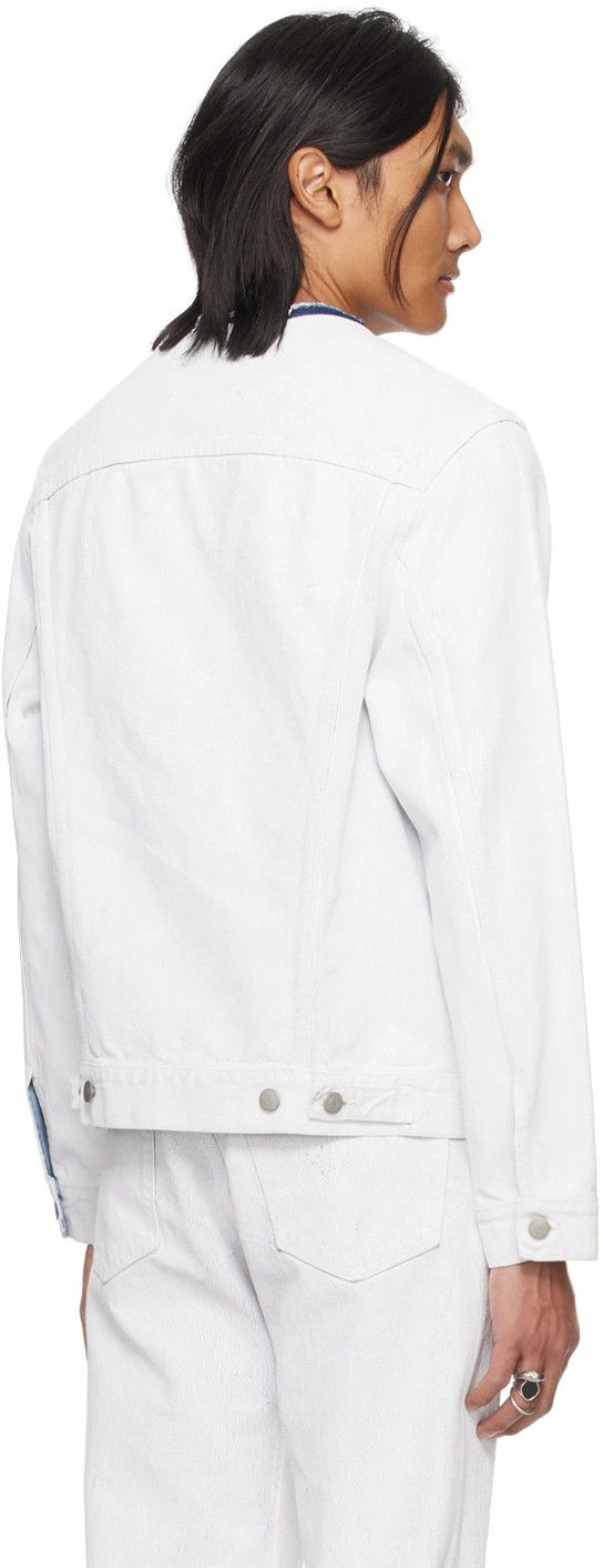 Maison Margiela o1y1124 Collarless Denim Jacket in White Size US S / EU 44-46 / 1 - 3 Thumbnail