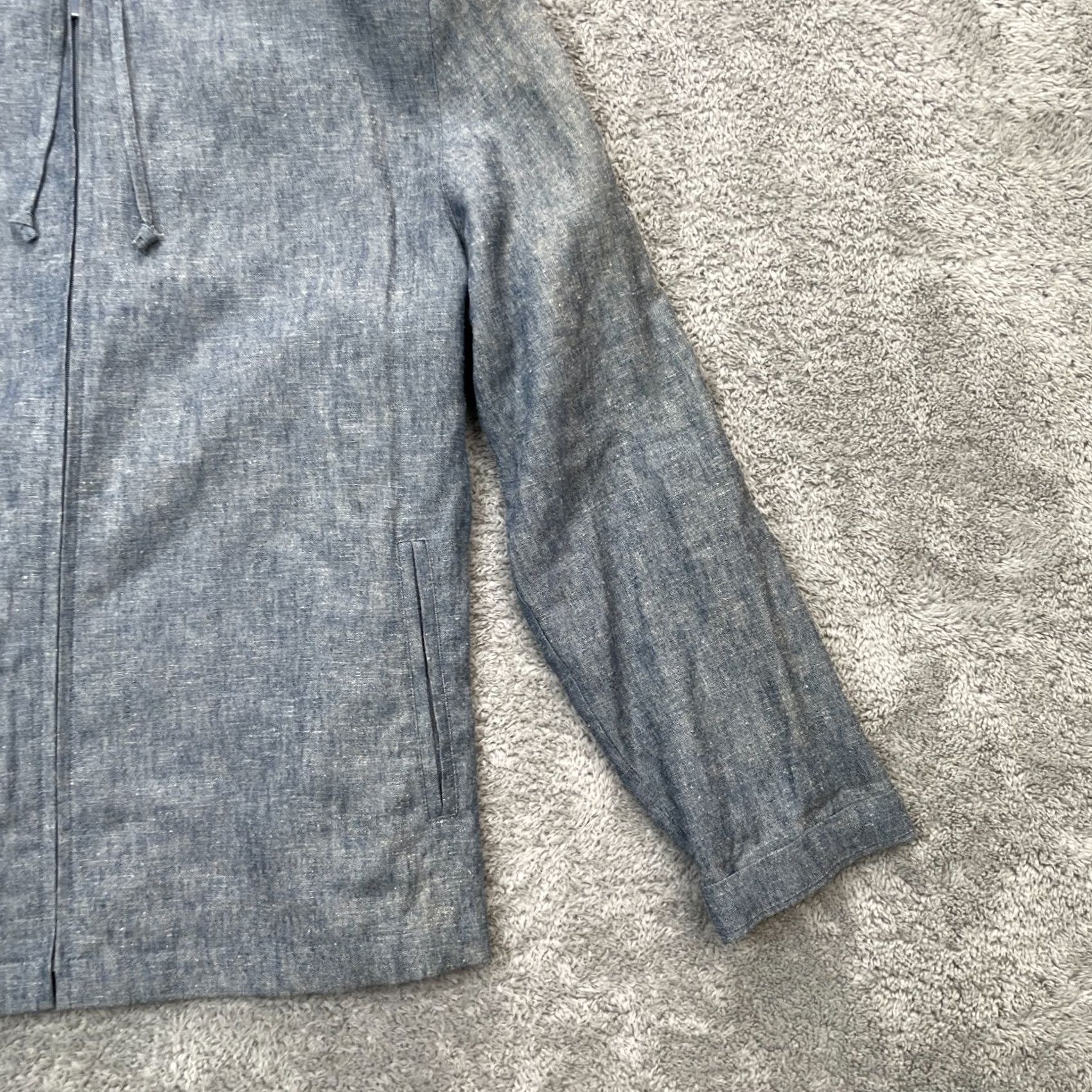 Vintage Caslon Jacket Womens Medium Gray Linen Coat Hooded Full Zip Light Casual Breath Size M / US 6-8 / IT 42-44 - 5 Thumbnail
