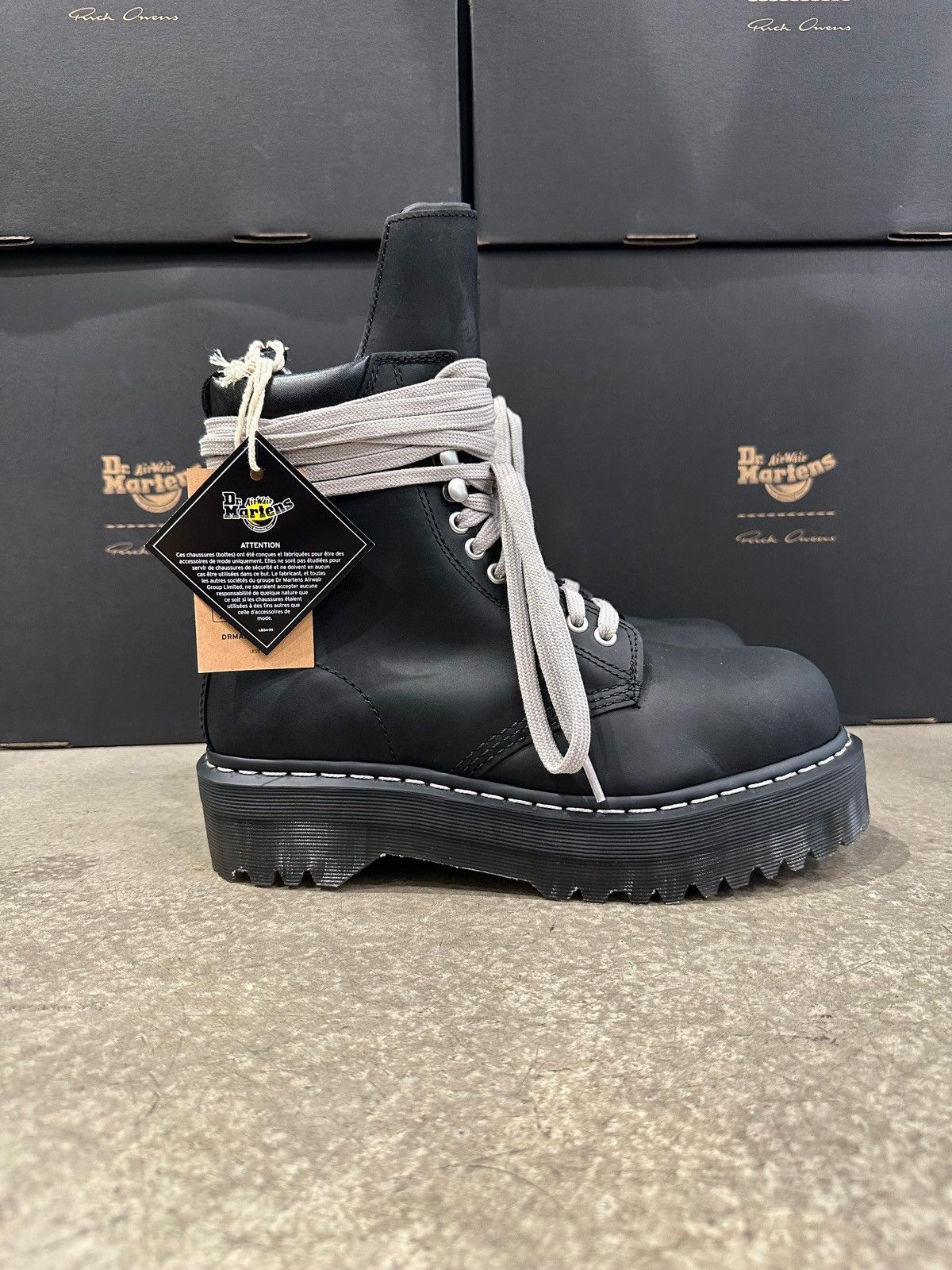 Rick Owens RICK OWENS - Dr.Martens Quad Sole Steel Toe Boot Black