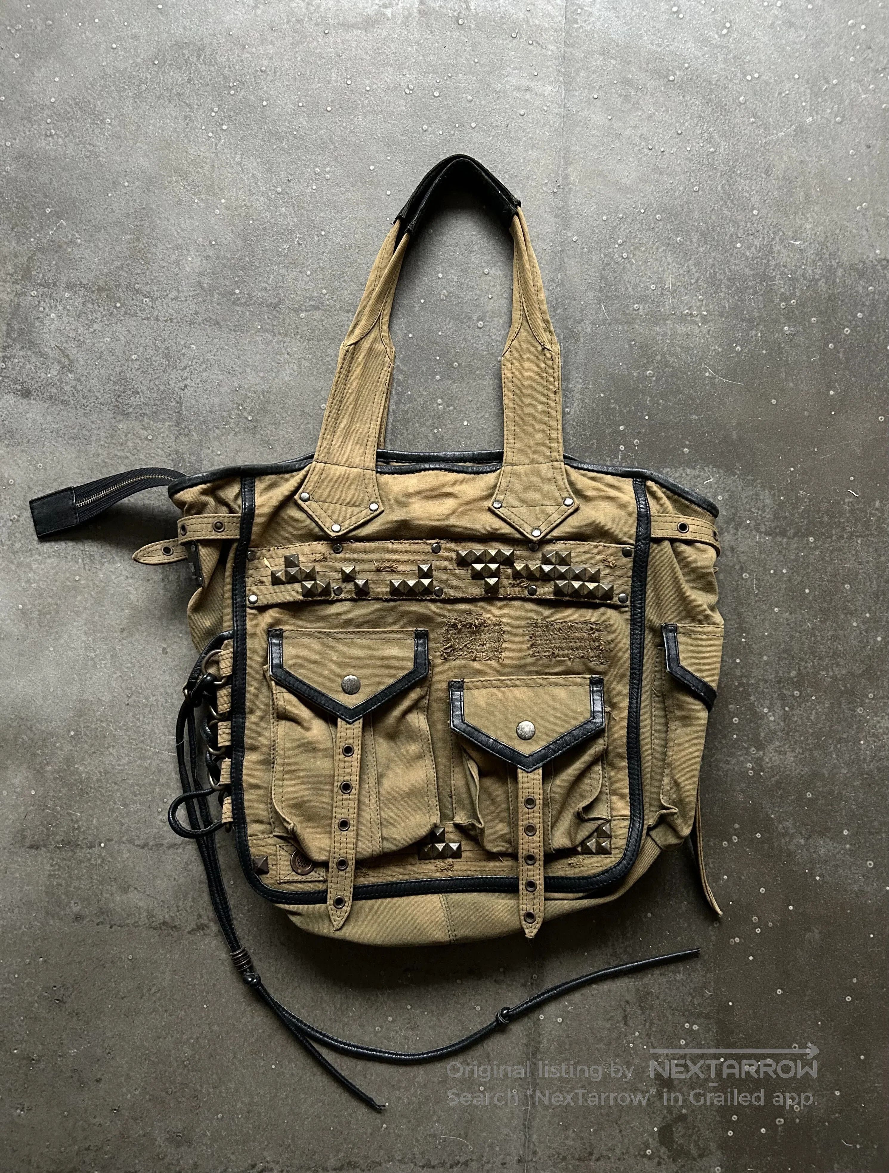 KMRii KMRII Studded Drawstring Denim Tote Bag. Size ONE SIZE - 1 Thumbnail