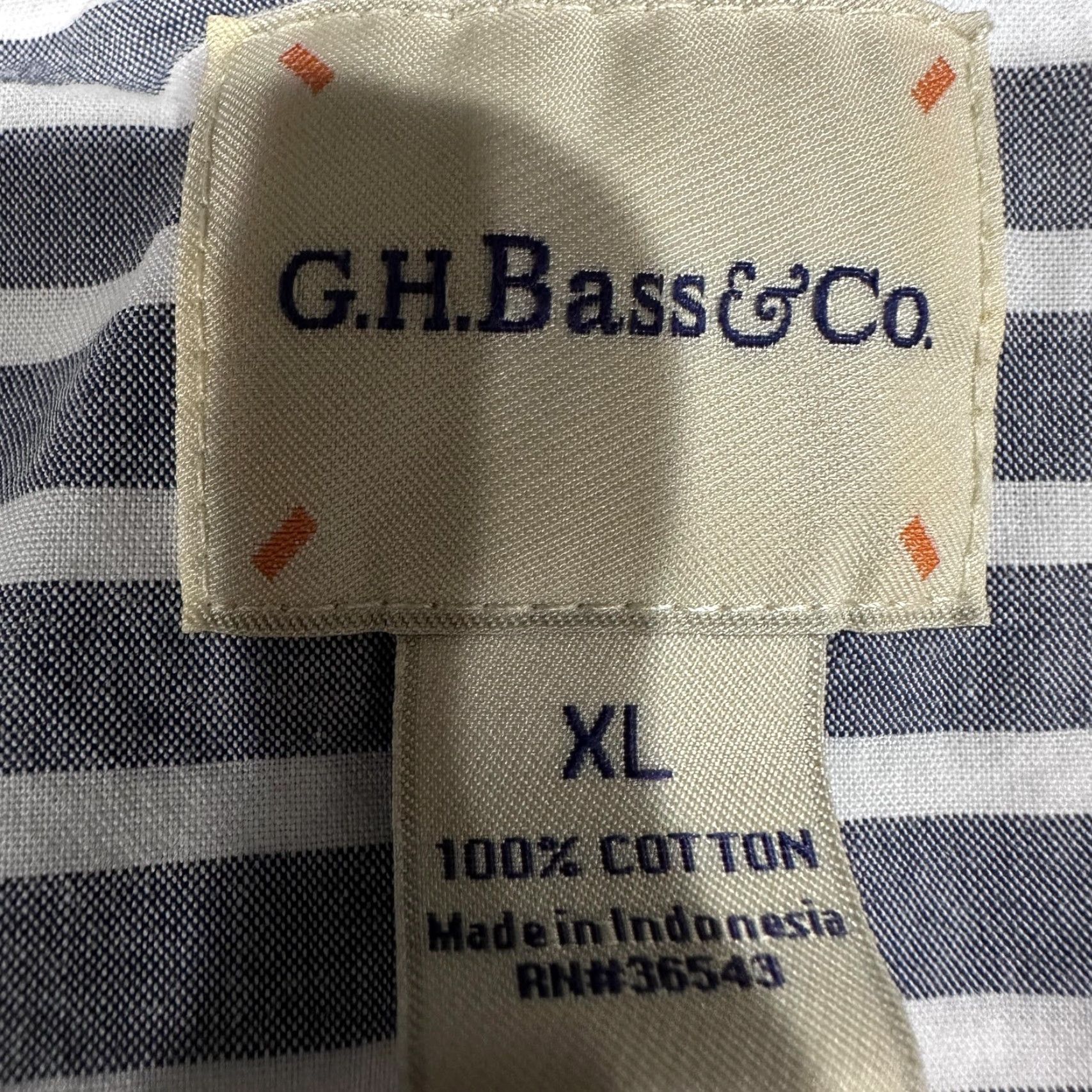 Vintage GH Bass Blouse Womens XL Gray White Striped Tunic V Neck Pockets Roll Tab Casual Size XL / US 12-14 / IT 48-50 - 2 Thumbnail