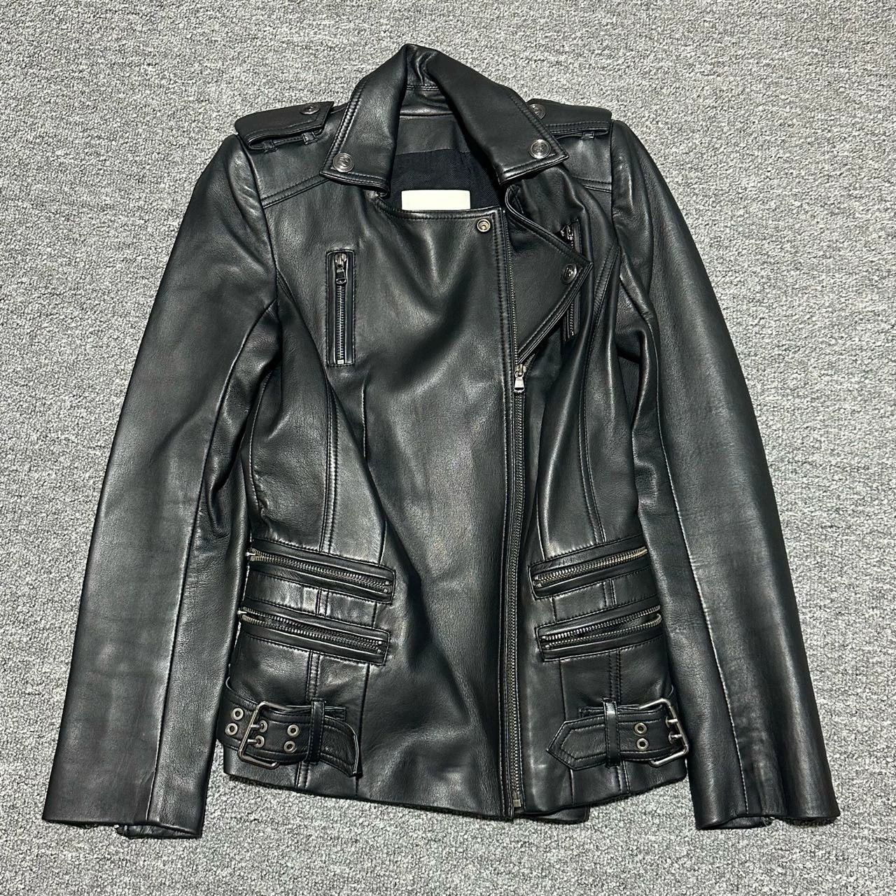 balmain black eagle leather biker jacket