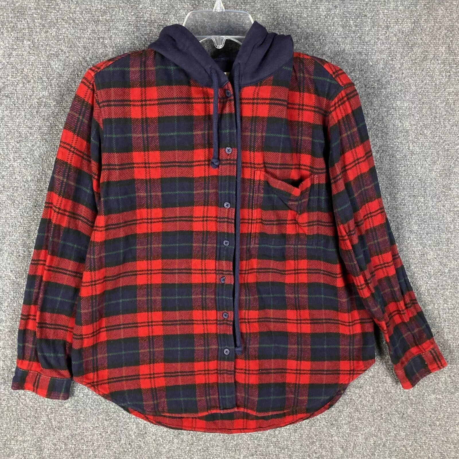 American Eagle Outfitters American Eagle Flannel Women's 100% Cotton Hooded Plaid S Size S / US 4 / IT 40 - 1 Thumbnail