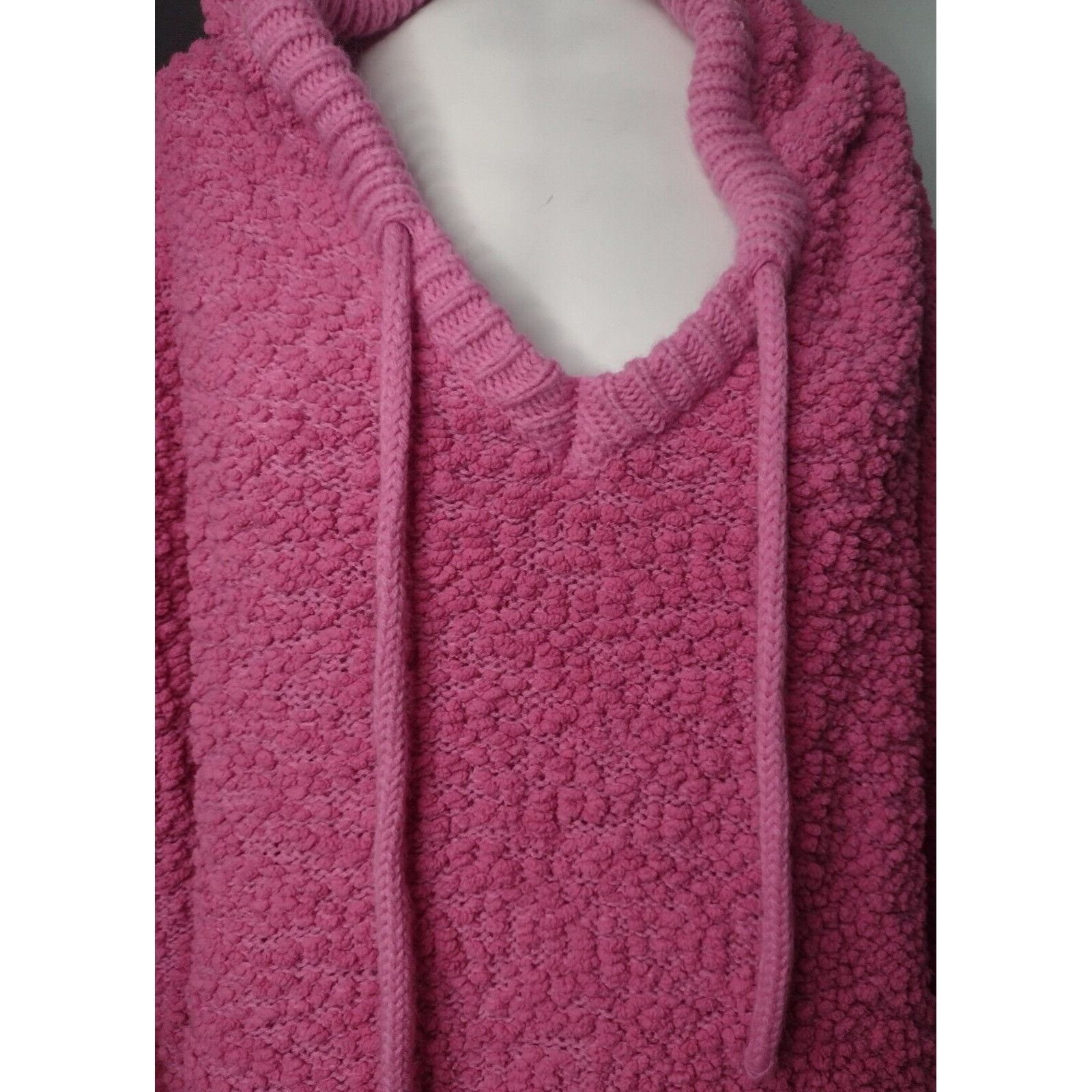 Anthropologie POL Chunky Popcorn Knit Hi Lo Hooded Sweater Size L Pink Rel Size L / US 10 / IT 46 - 2 Thumbnail
