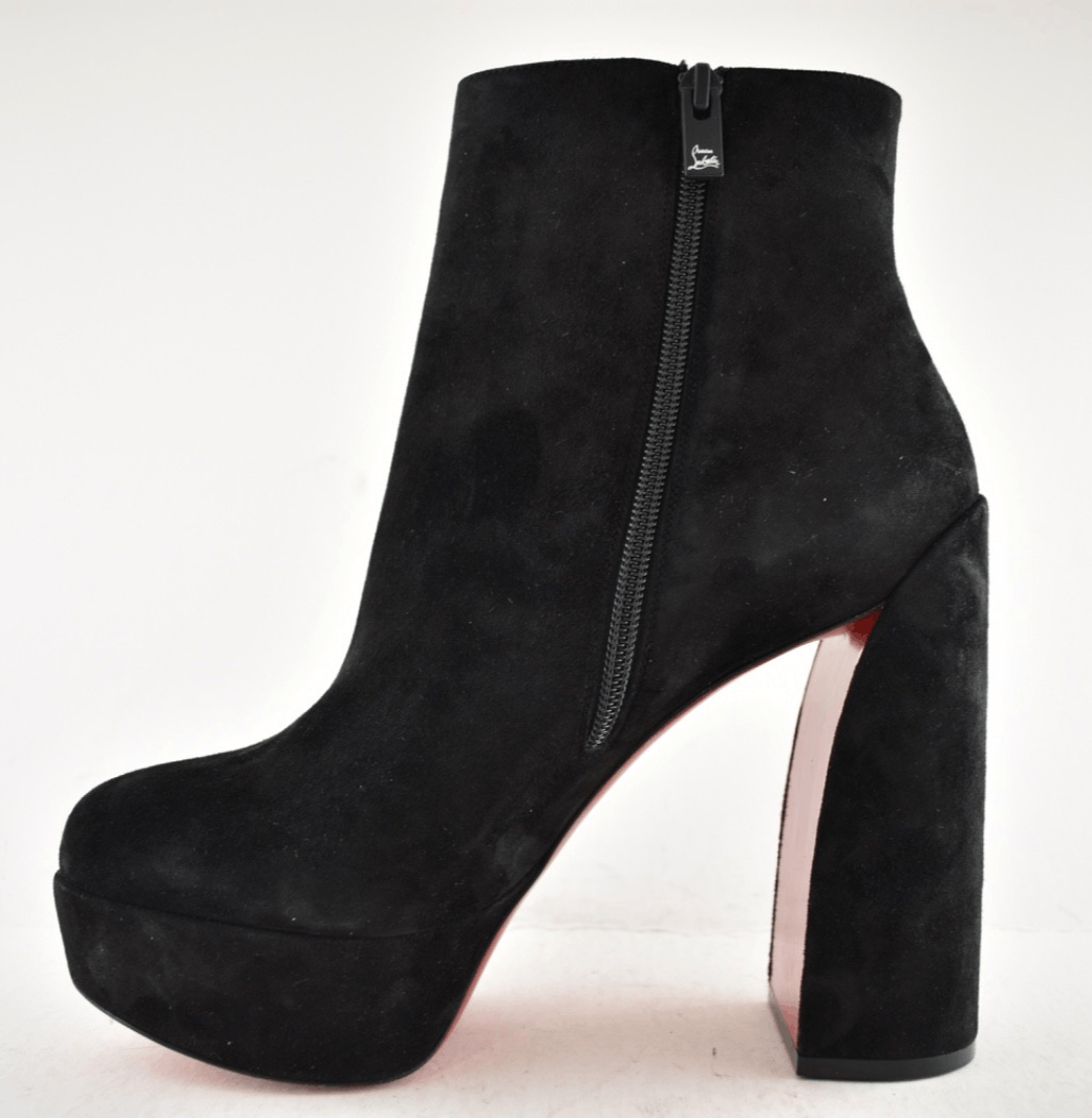 Christian Louboutin Movida Booty 130 Black Suede Platform Block Heel Bootie 37 Size US 7 / IT 37 - 14 Thumbnail