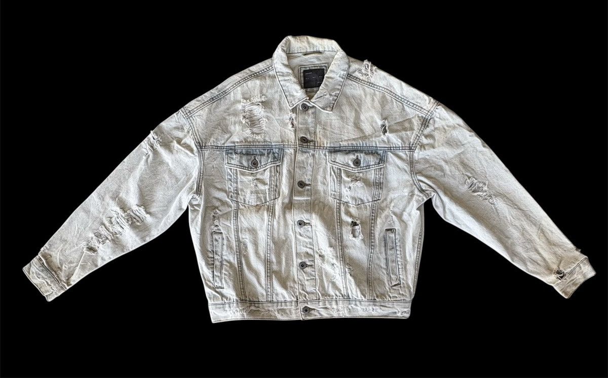 Zara Zara Man Denim Jacket With Two Rose Logo Distressed Denim Size US M / EU 48-50 / 2 - 1 Thumbnail