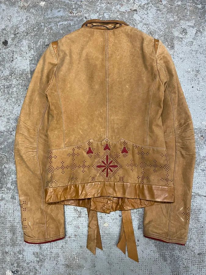 Marithe + Francois Girbaud 2000s Marithé + François Girbaud Beige Leather Buttoned Jacket Size M / US 6-8 / IT 42-44 - 5 Thumbnail