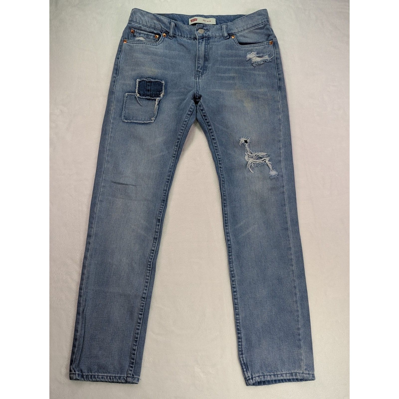 Levi's 511 Slim Sz 20 Reg W30 L30 Light Wash Distressed Boro Style Size 30" / US 8 / IT 44 - 1 Thumbnail