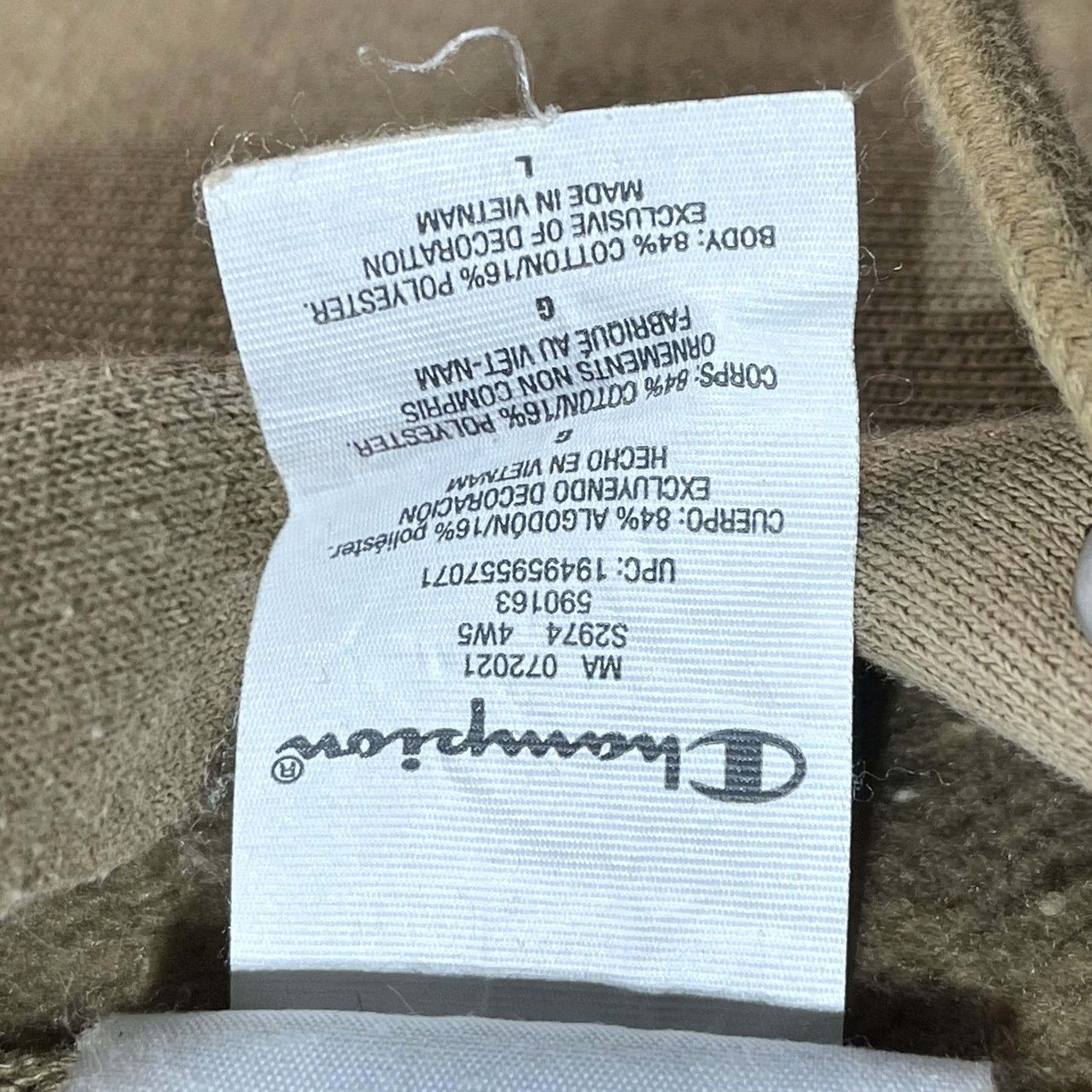 Champion Champion Reverse Weave Hoodie Mens Large Tan Pullover Script Logo Embroidered Size US L / EU 52-54 / 3 - 5 Thumbnail