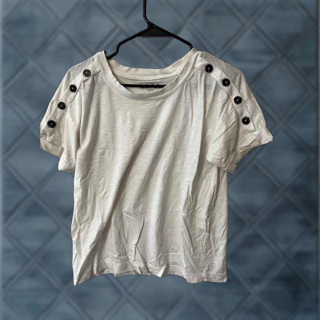 Loft VINTAGE Loft Women's T-Shirt Crew Neck Short Sleeve Cotton Size S White Cropped Top Women's Size S / US 4 / IT 40 - 1 Thumbnail