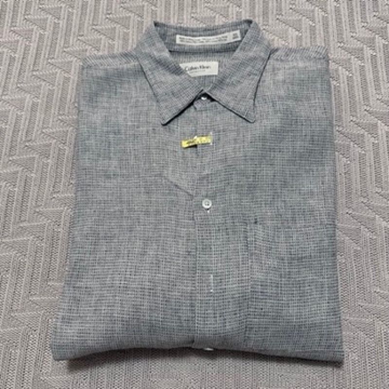 Calvin Klein Calvin Klein black weave linen button down size 16.5 Size US L / EU 52-54 / 3 - 1 Thumbnail
