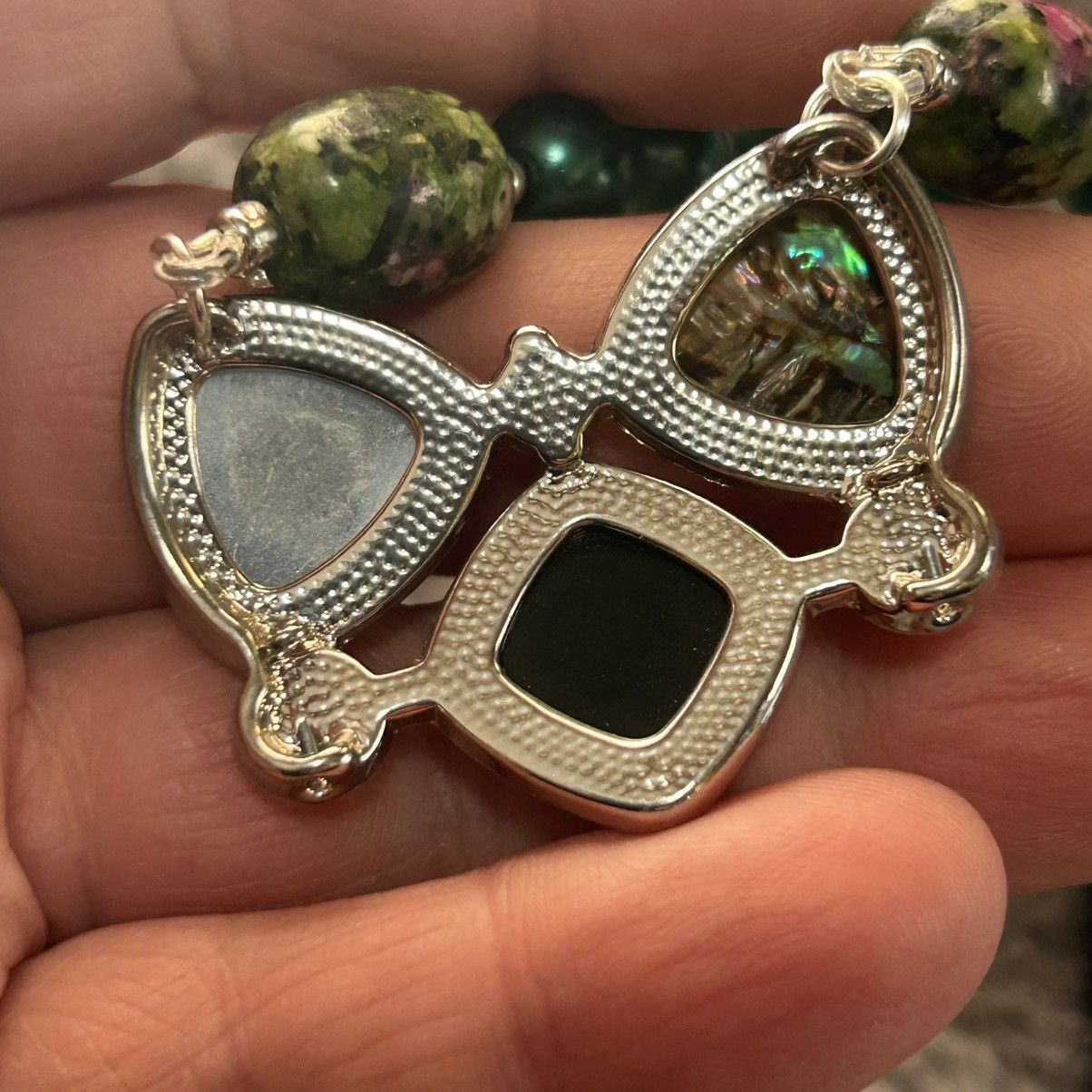 Handmade Handcrafted ruby in zoisite peacock blue Czech necklace Size ONE SIZE - 6 Thumbnail