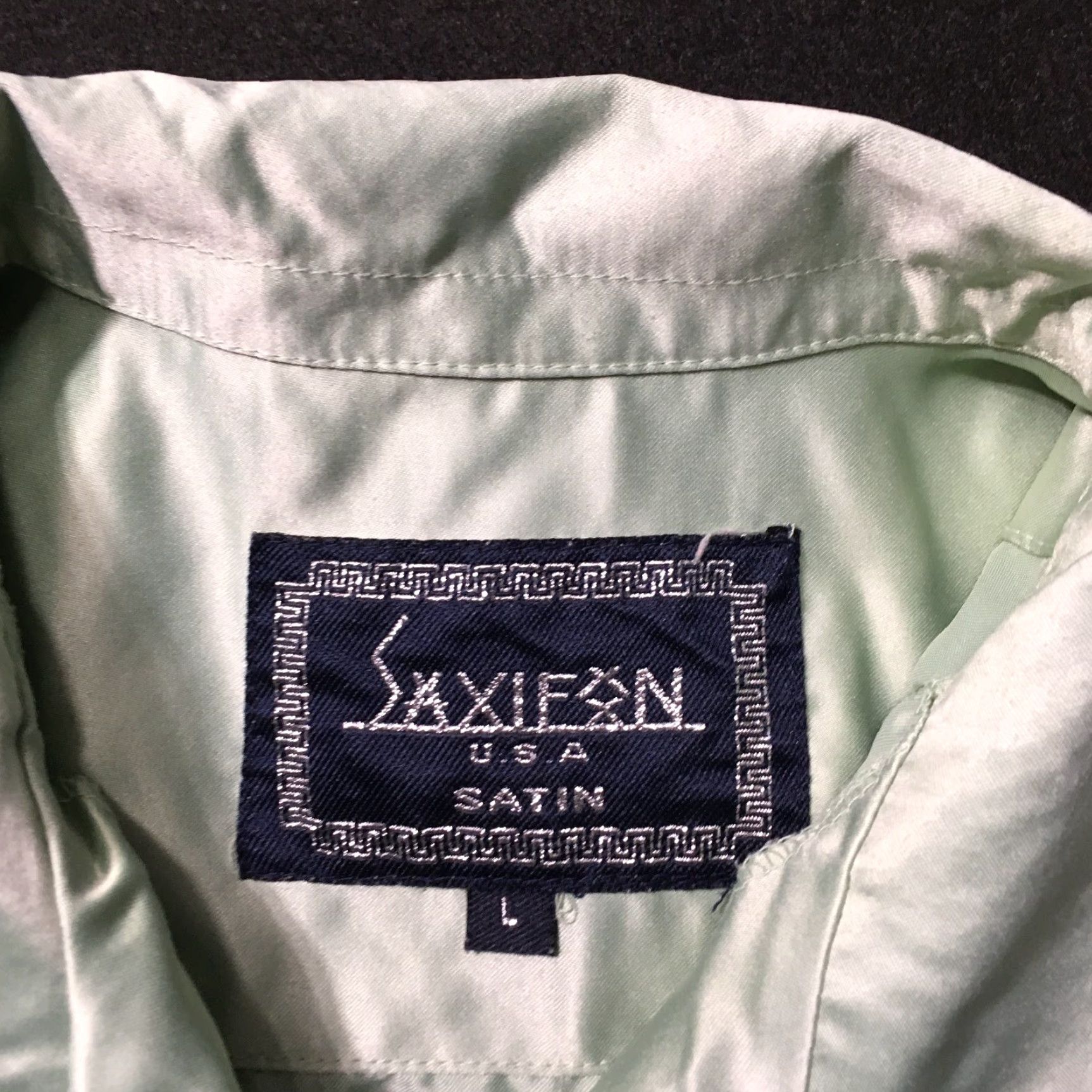 Vintage VTG SAXIFON GREEN Satin Shirt WOMENS Blouse Short Sleeve L Size L / US 10 / IT 46 - 2 Thumbnail