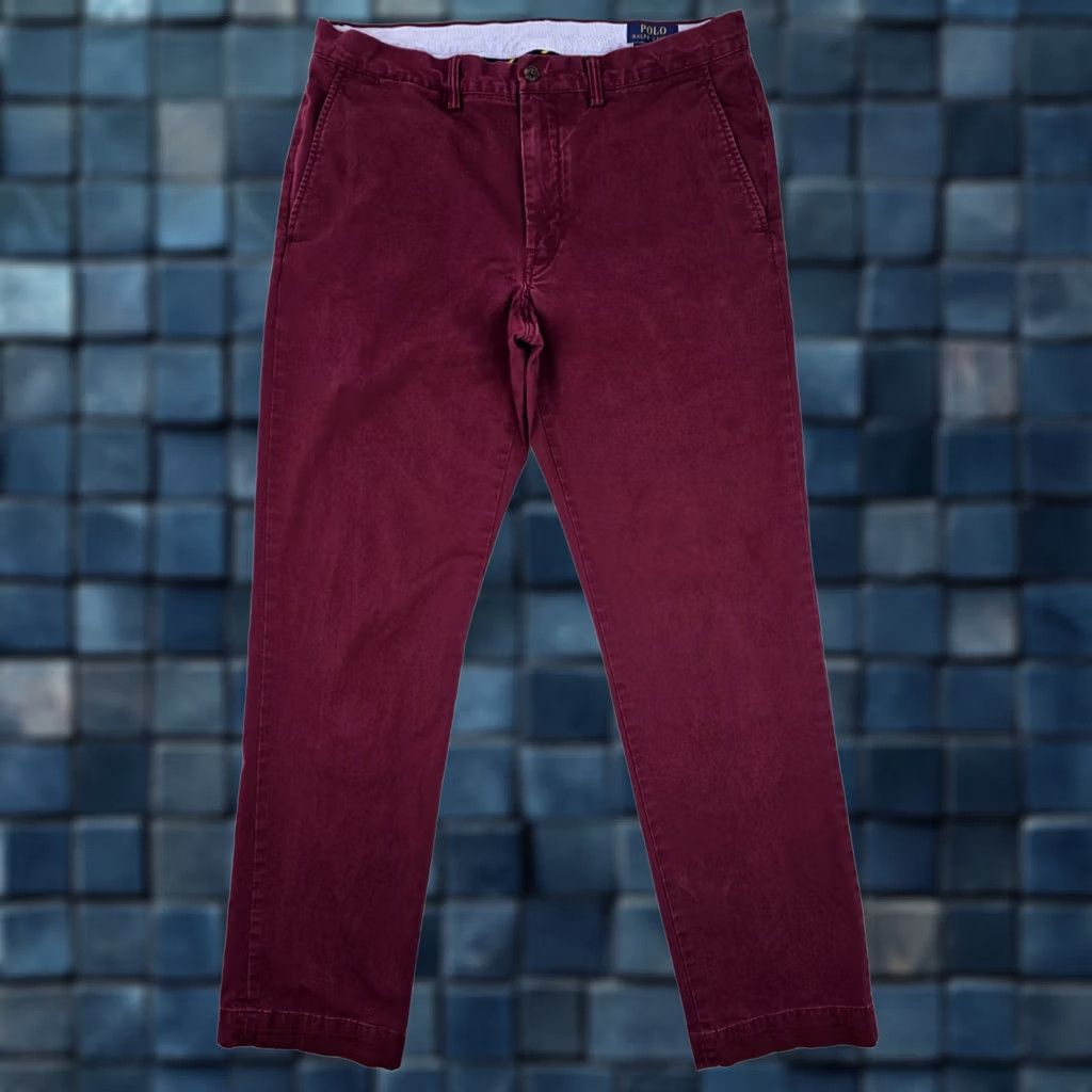 Polo Ralph Lauren VINTAGE Polo Ralph Lauren Chino Stretch Straight Pants Men 34x32 Wine Size US S / EU 44-46 / 1 - 1 Thumbnail
