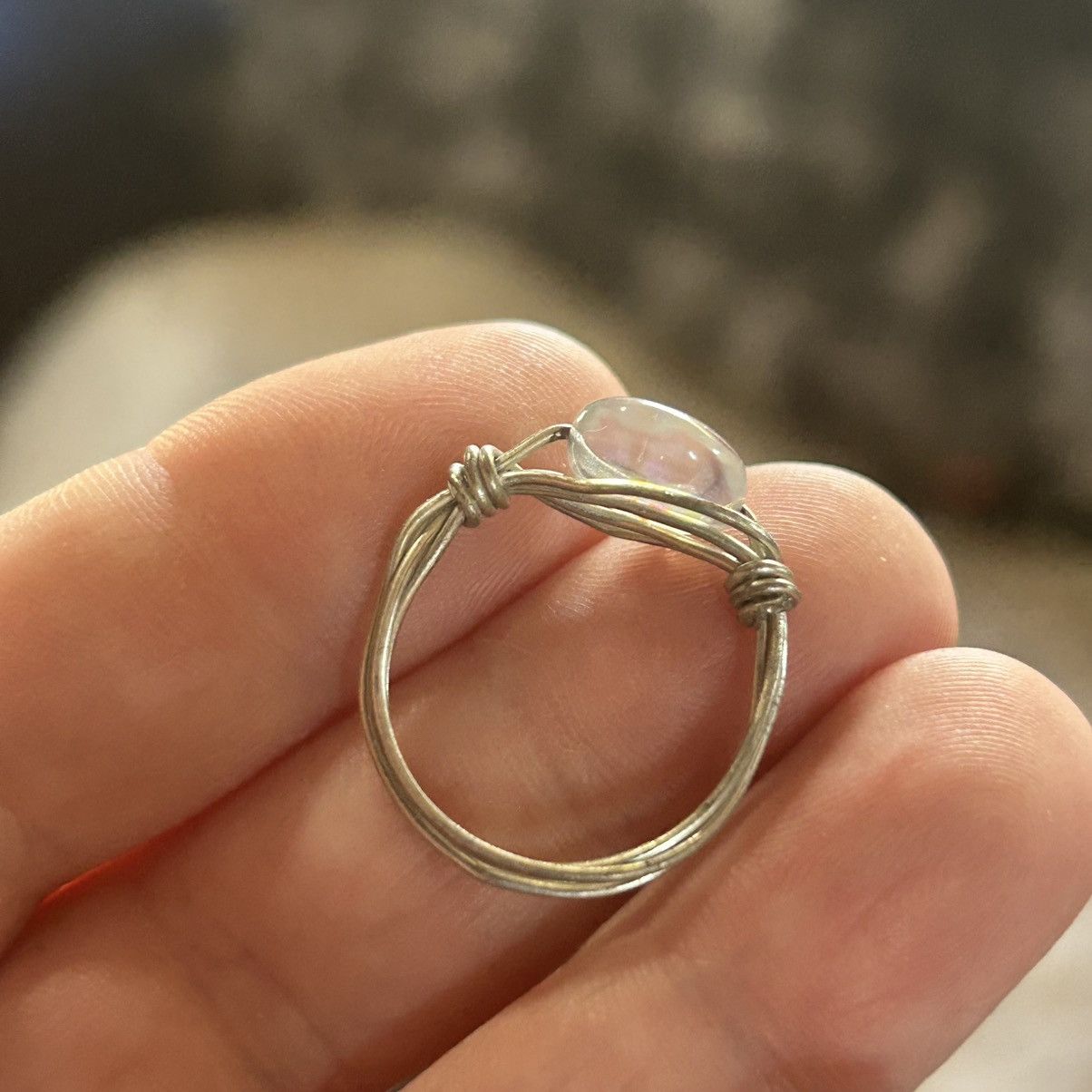 Other Hand crafted silver wire glass stone ring 8 Size ONE SIZE - 8 Thumbnail