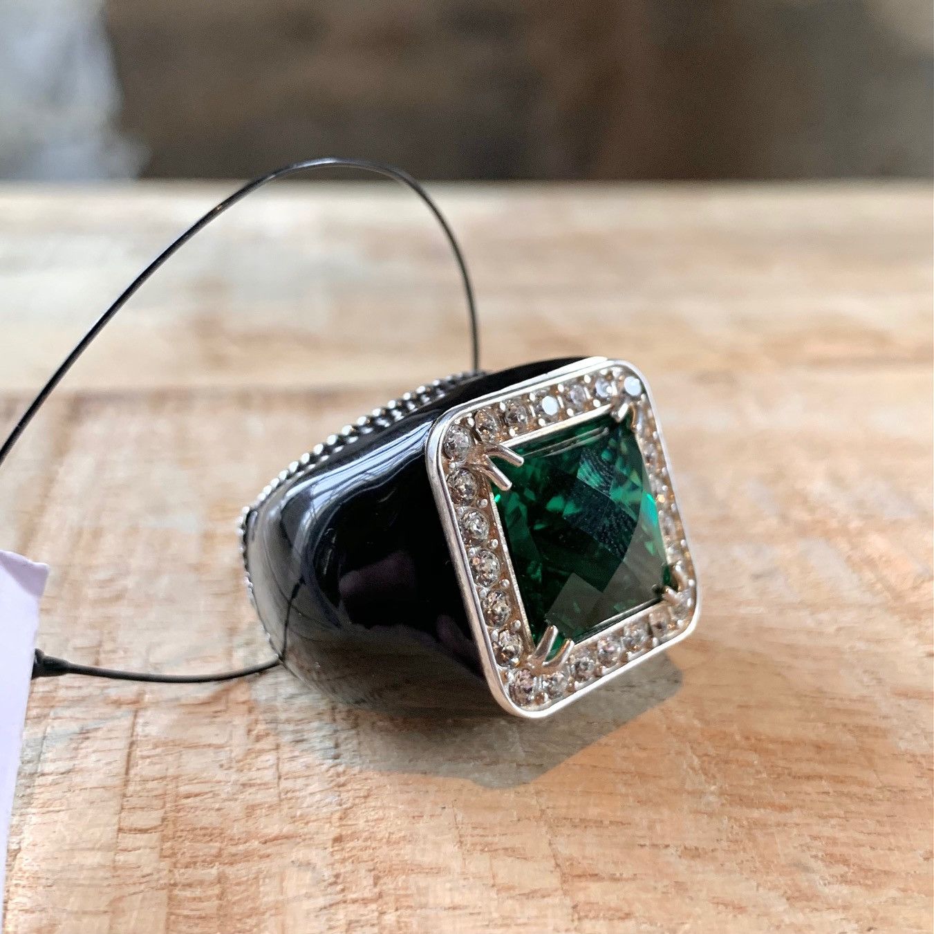 Gucci Gucci Black Enamel Crystal GG Cocktail Ring Size ONE SIZE - 6 Thumbnail