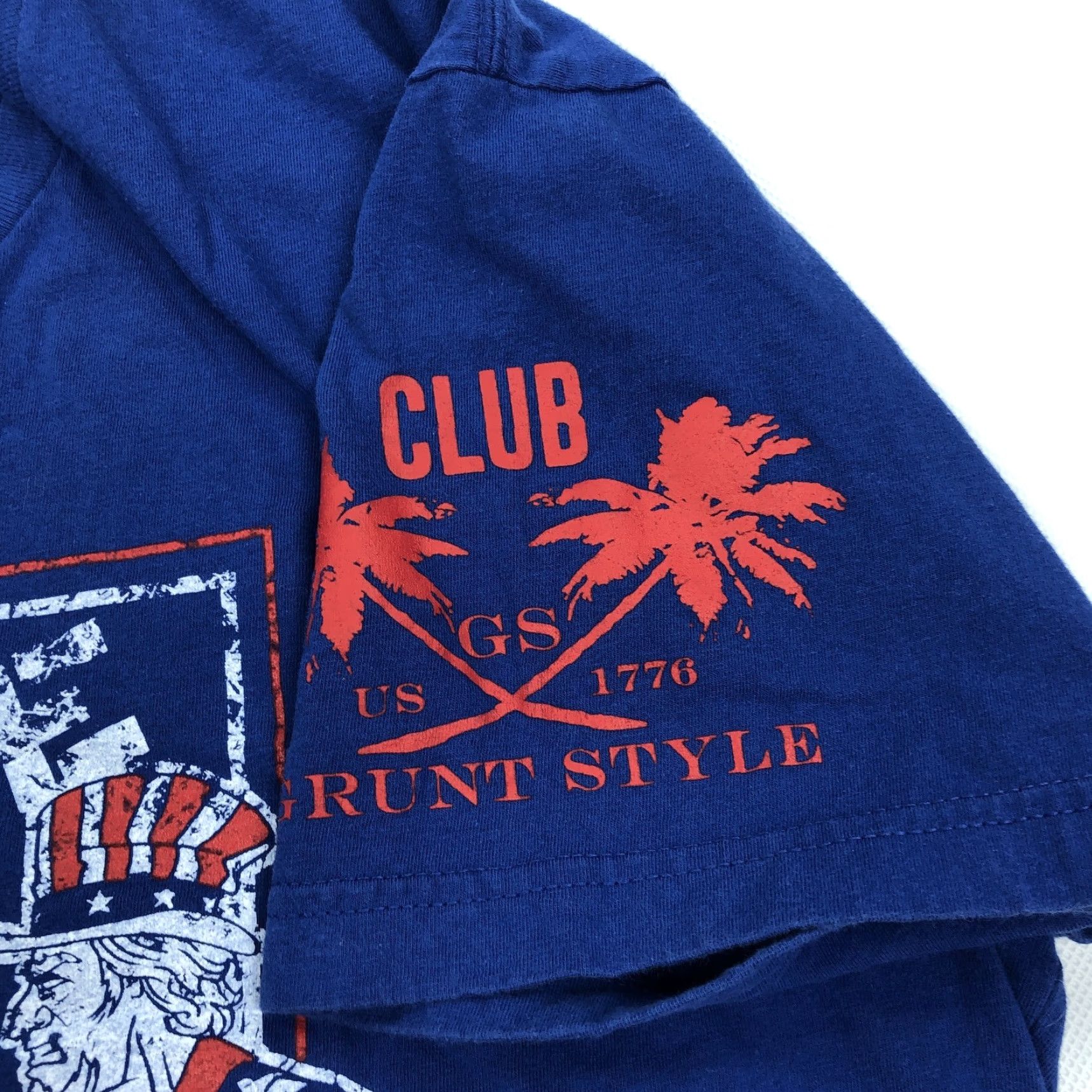 Vintage Grunt Style T-Shirt Loose? No — Grunt Style Men's L Kickin' Commie Ass Uncle Sam Graphic Tee Blue Cotton USA Patriotic Shirt Mens Size US L / EU 52-54 / 3 - 4 Thumbnail