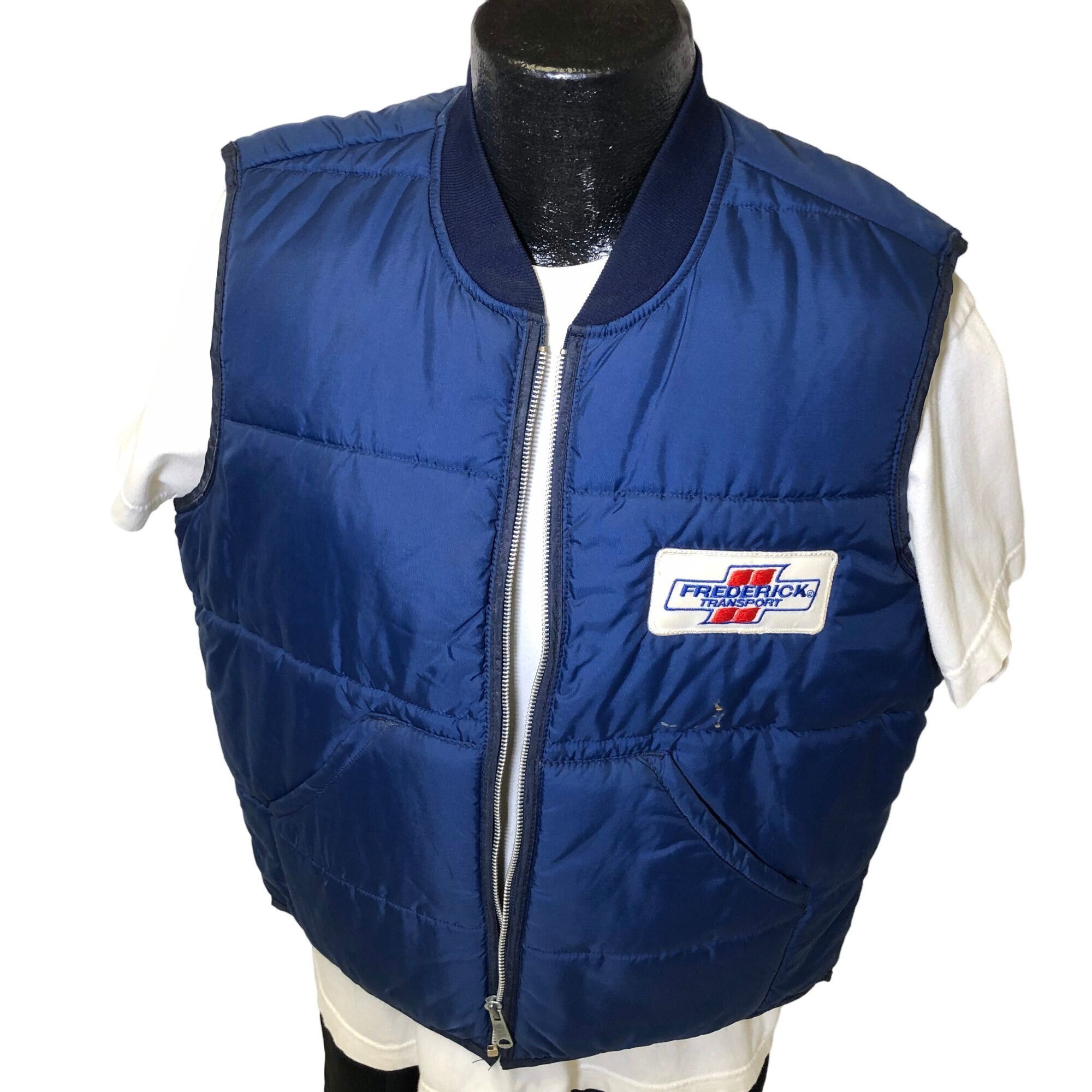 Other Vtg MWG Blue Nylon Puffer FREDERICK Transport Trucker Vest Size US L / EU 52-54 / 3 - 6 Thumbnail