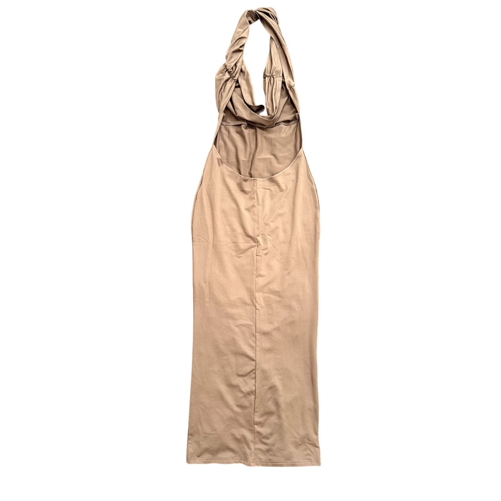 Shein Halter Neck Cowl Neck Open Back Maxi Dress in Brown, Size S Size S / US 4 / IT 40 - 2 Thumbnail