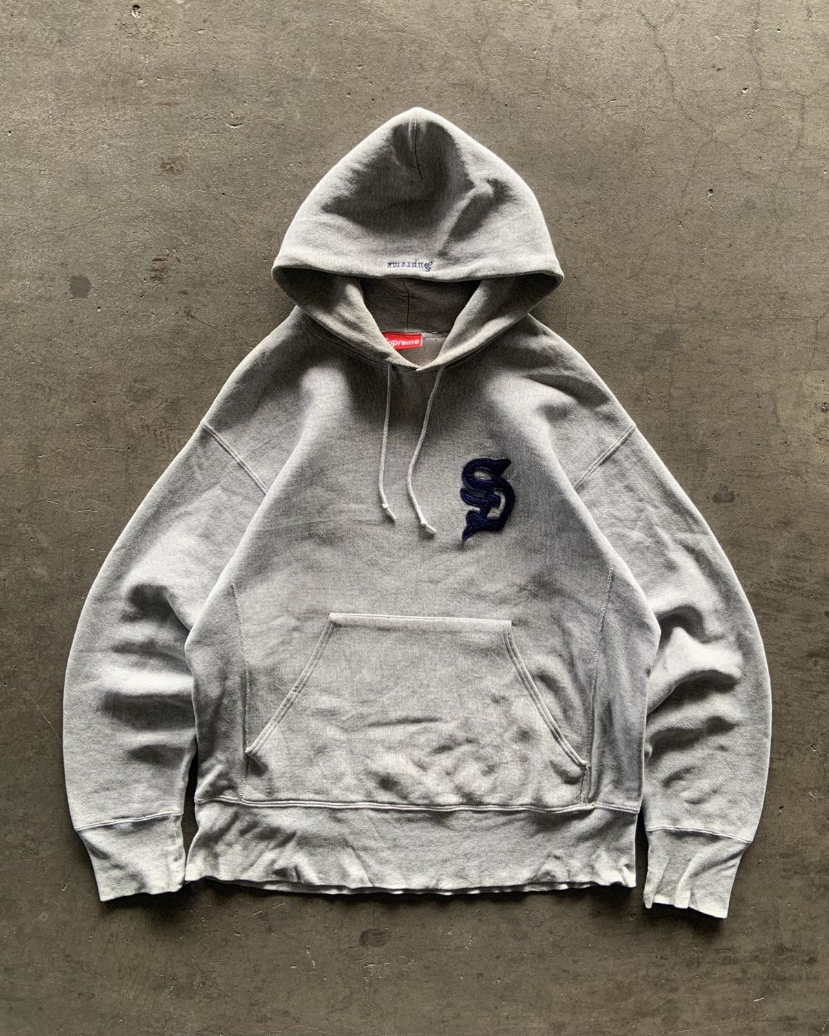 Supreme 1996s Supreme Gothic S Logo Reverse Weave Hoodie