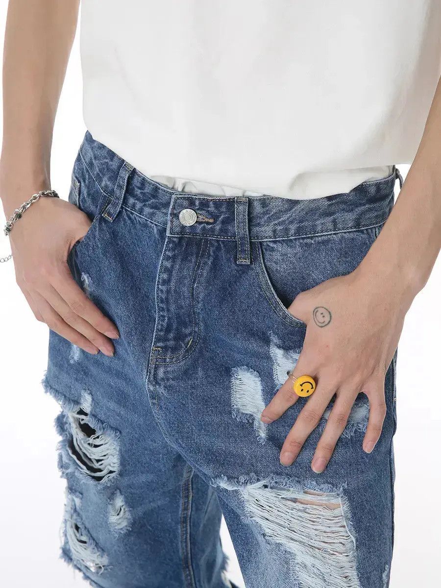 Japanese Brand Retro loose hip-hop ripped jeans Size US 32 / EU 48 - 2 Thumbnail