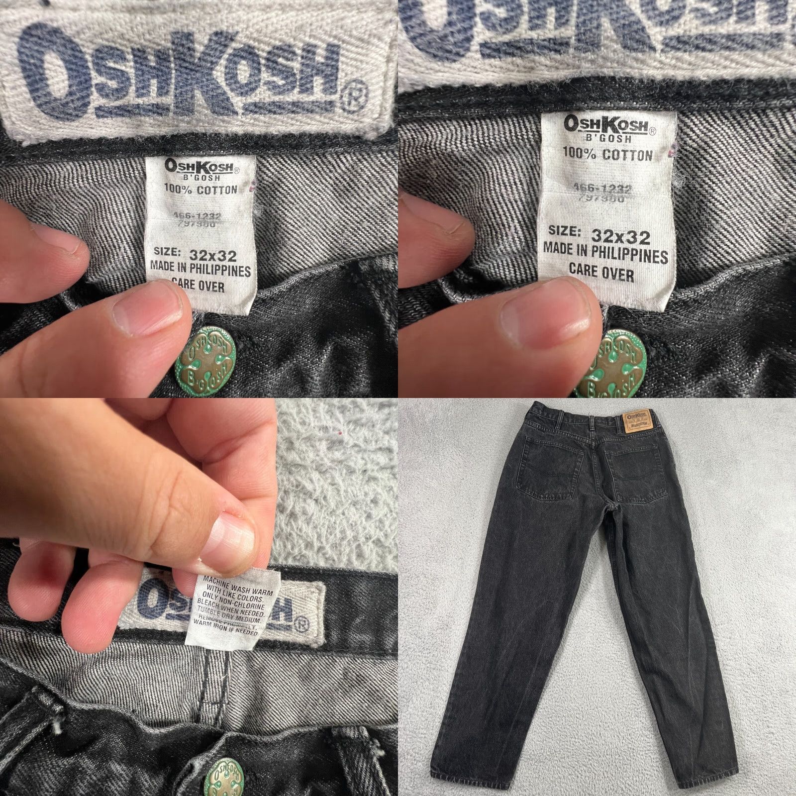 Vintage VINTAGE OshKosh B'gosh Jeans 32x32 Black Denim Straight Leg Mens Size US 32 / EU 48 - 8 Thumbnail