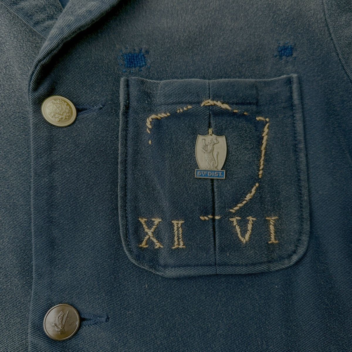Kapital Napoleon Navy Blazer Cardigan French chore coat sweat jacket Size US L / EU 52-54 / 3 - 6 Thumbnail