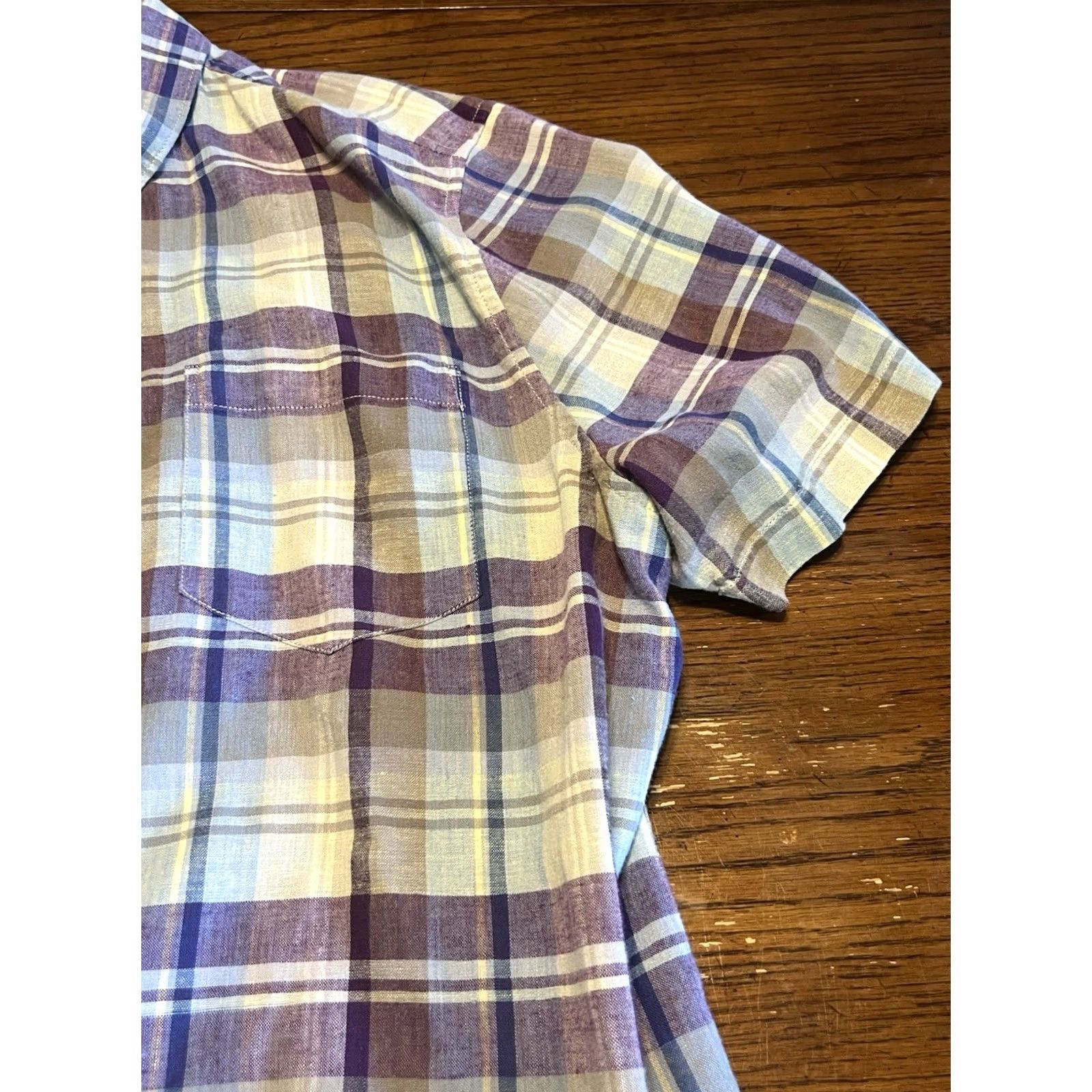 Tommy Bahama Tommy Bahama Island Zone Plaid Button-Up Shirt XL Men Purple Short Sleeve Button-Down Collar Size US 36 / EU 52 - 5 Thumbnail