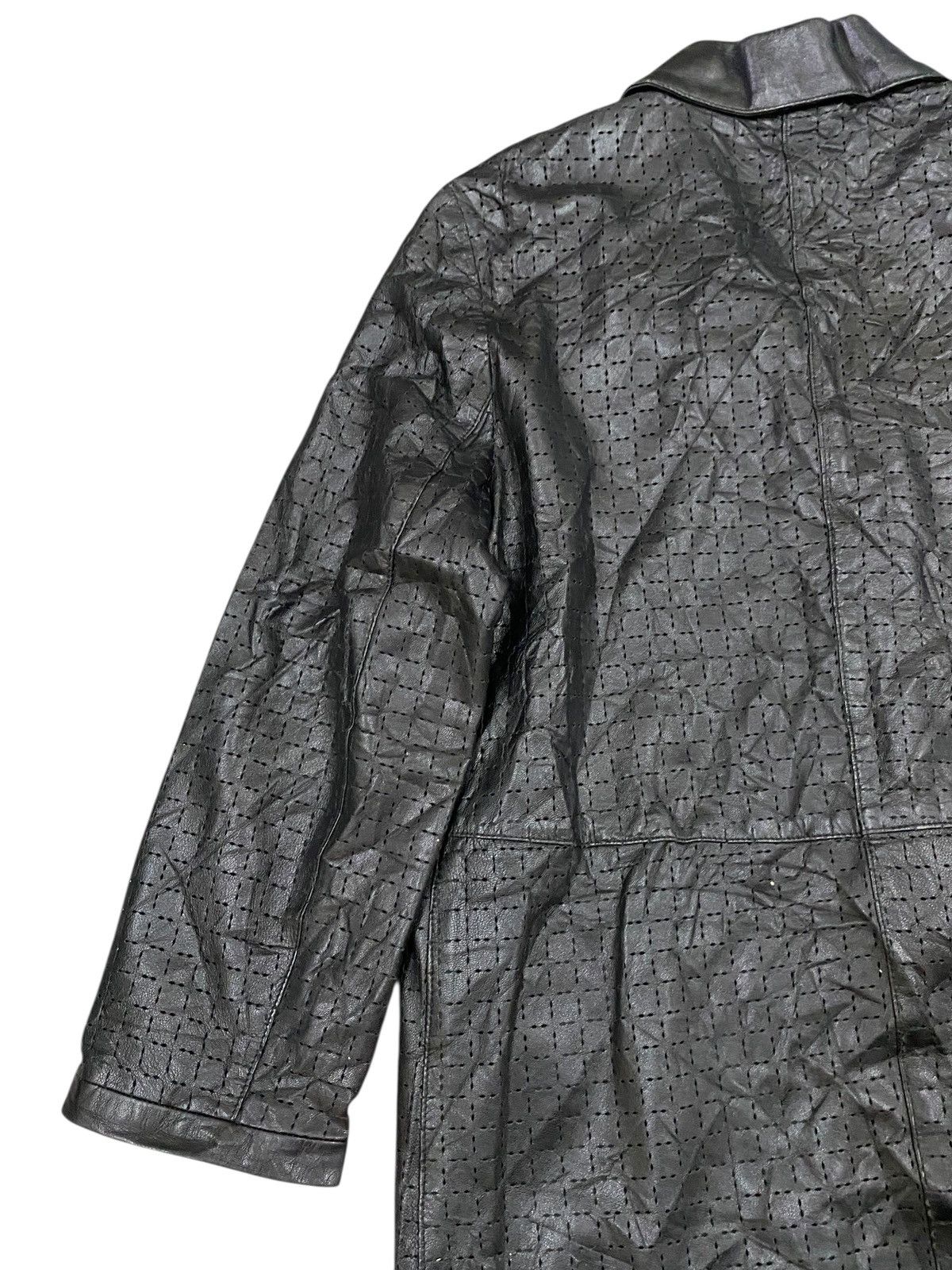 Vera Pelle Vtg Exploit Textured Leather Coat Avant Garde Matrix Trench Size US M / EU 48-50 / 2 - 4 Thumbnail