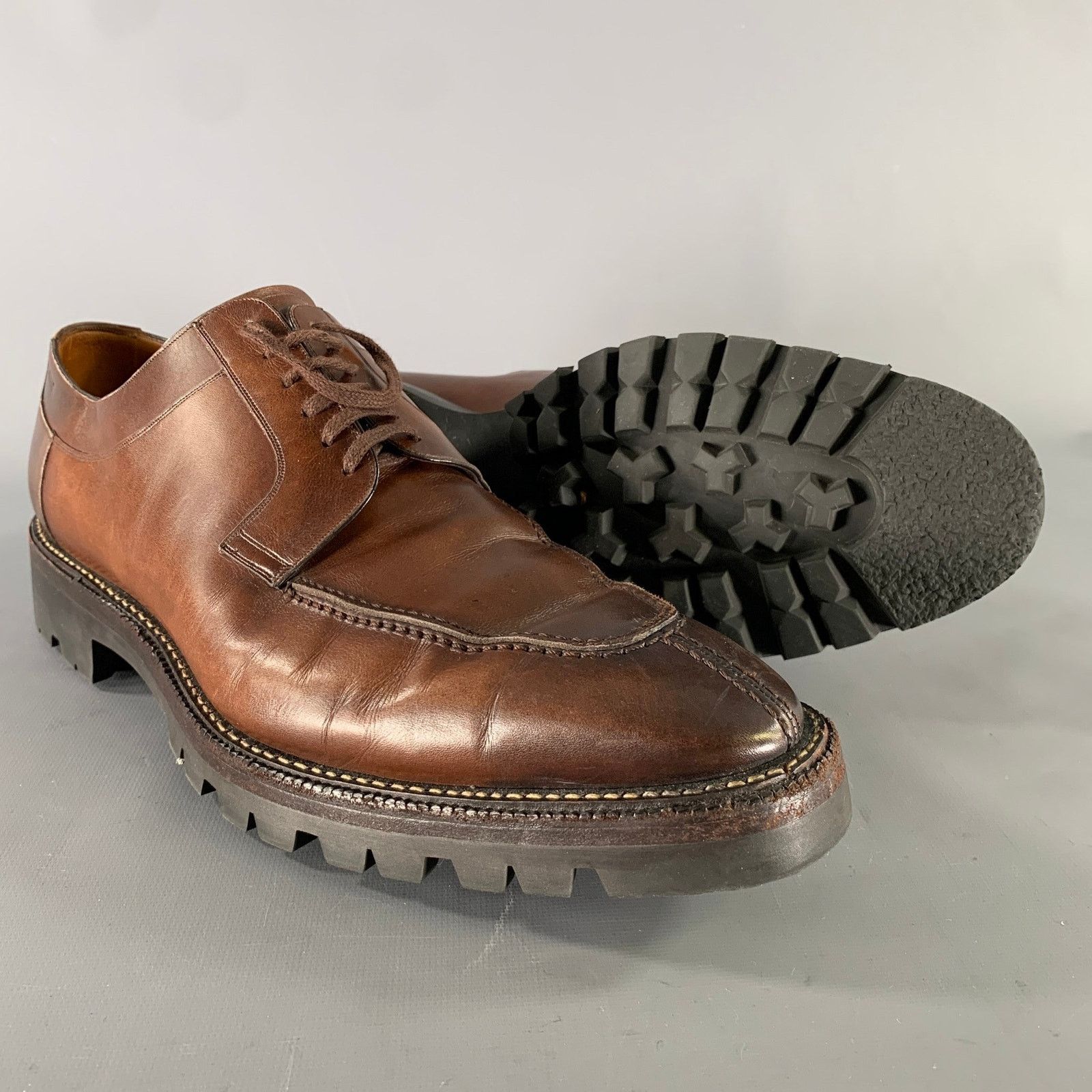 Bally BALLY SCUBER Brown Contrast Stitch Leather Derby Lace Up Size US 12 / EU 45 - 5 Thumbnail