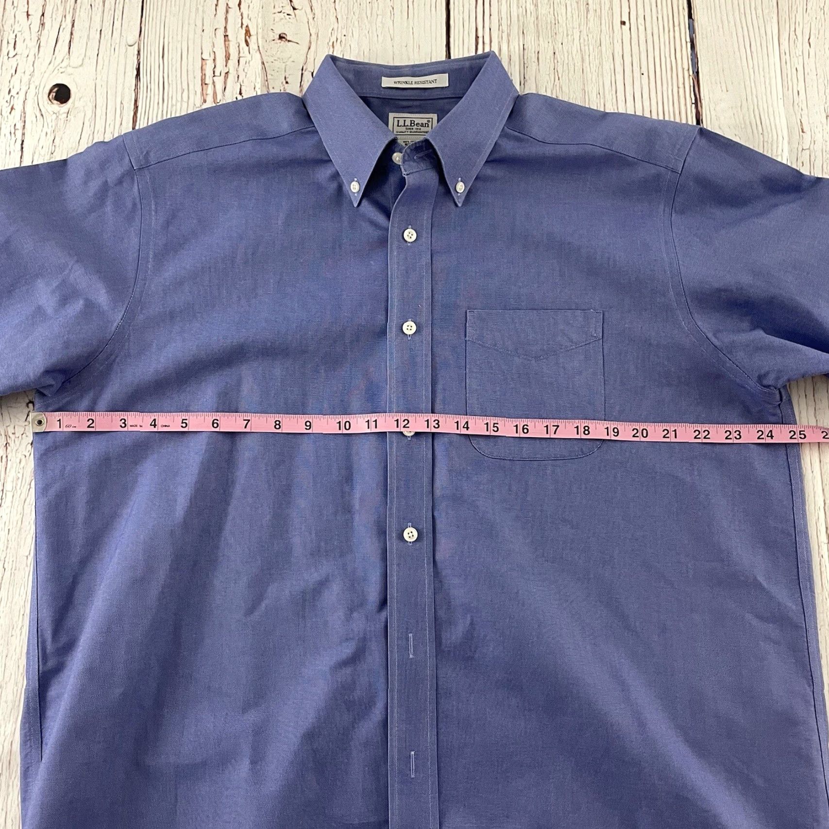 Vintage L.L. Bean Shirt Button-Up Long Sleeve Wrinkle Resistant Blue Mens 16.5-32 Regular Size US XL / EU 56 / 4 - 3 Thumbnail