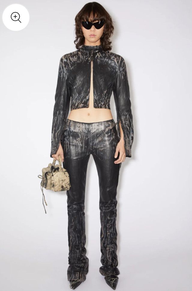 Acne Studios Creased Wrinkle Dye Lambskin Leather Cafe Jacket Size XS / US 0-2 / IT 36-38 - 7 Thumbnail