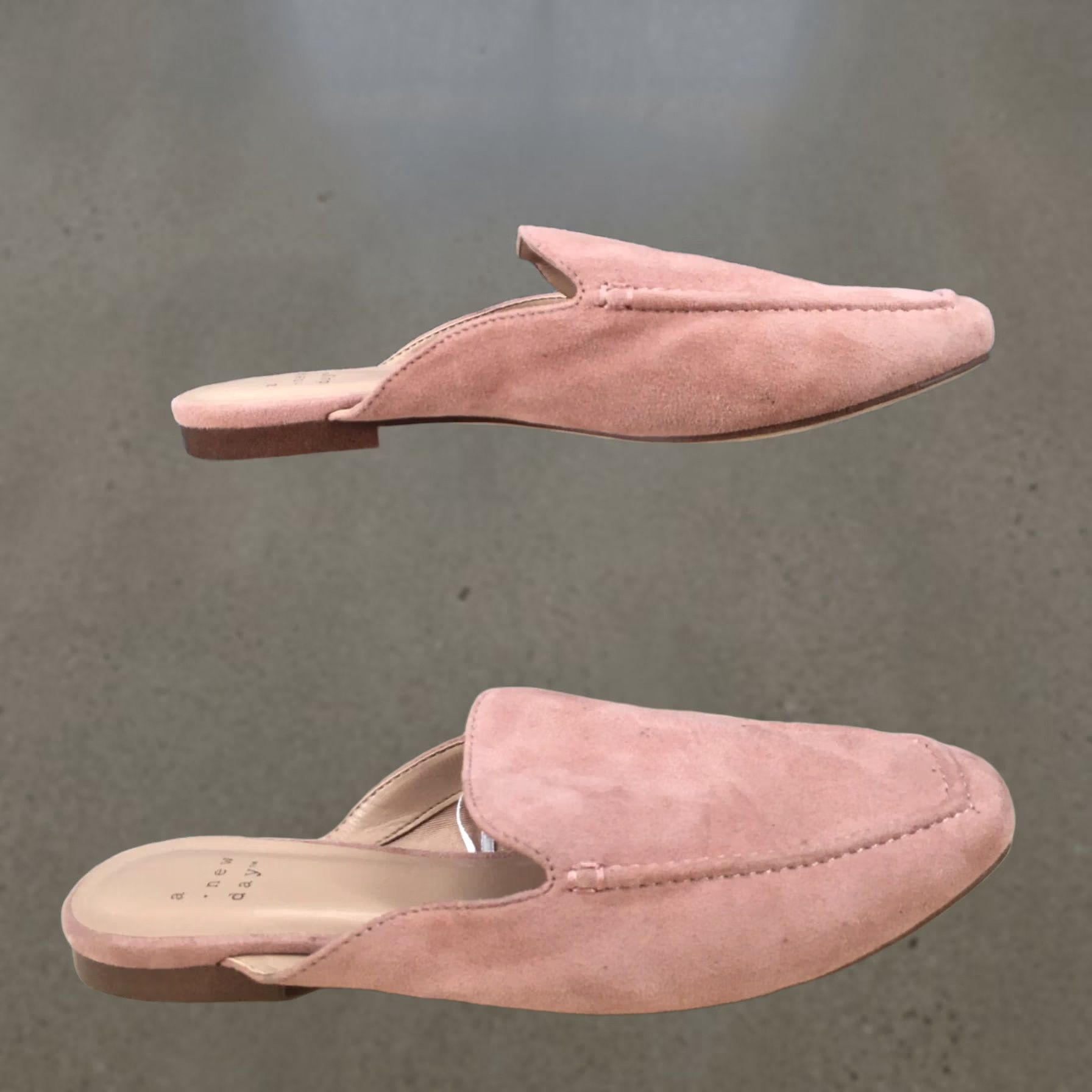 Vintage A New Day Mules Womens 6 Mabel Slip On Pink Suede Square Toe Casual Flats Size US 6 / IT 36 - 1 Thumbnail