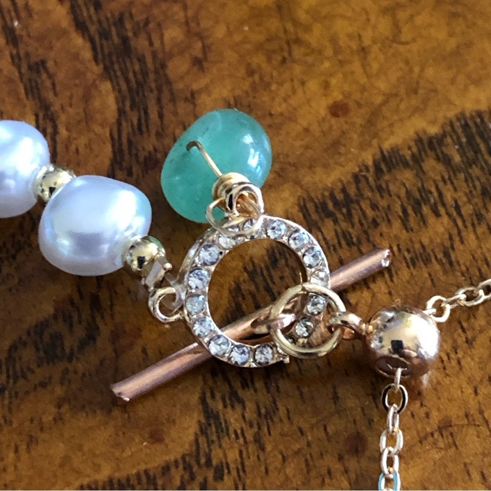 Jewelry Genuine aventurine faux baroque Pearl toggle clasp bracelet Size ONE SIZE - 8 Thumbnail