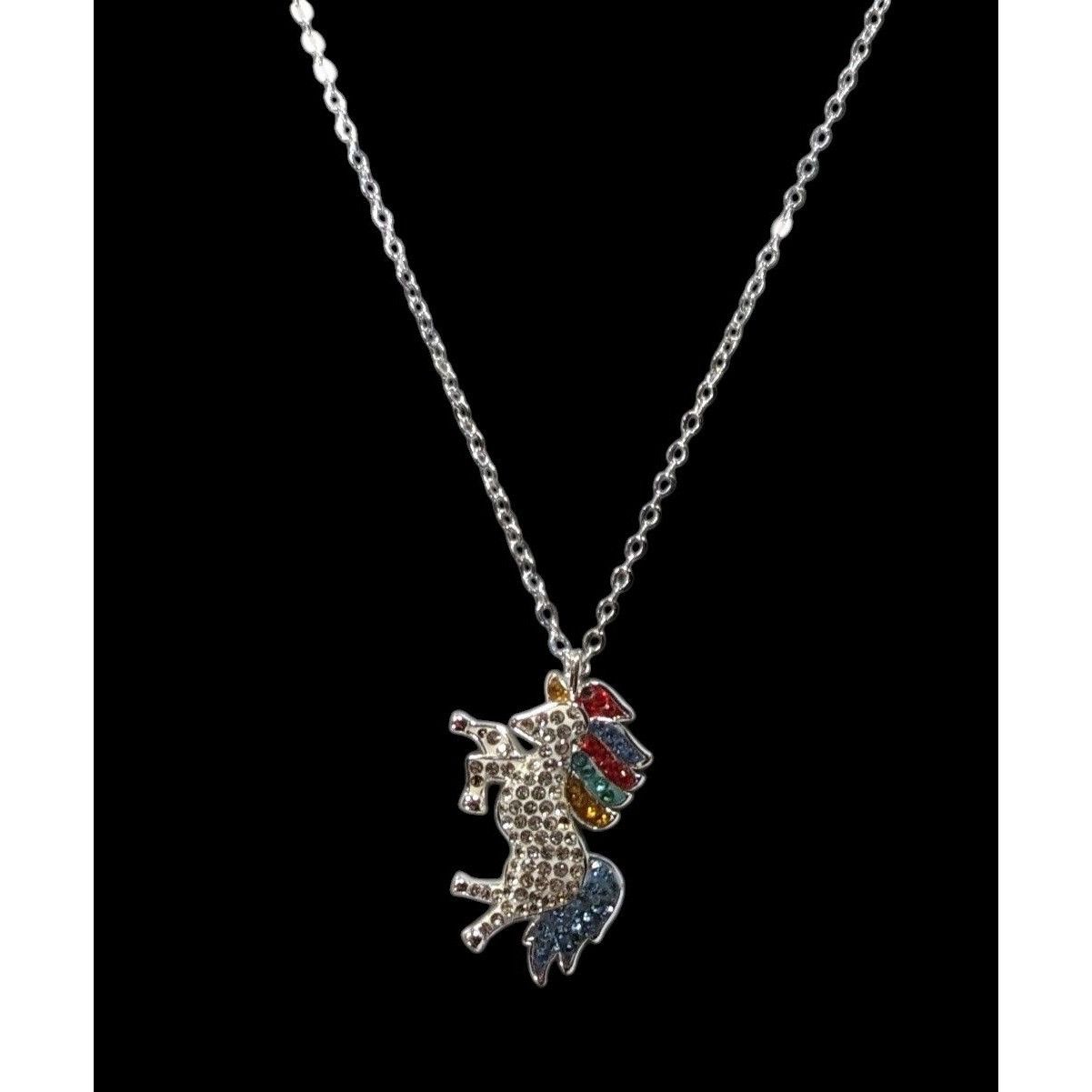 Other LA Gem And Jewelry Designs Rainbow Rhinestone Unicorn Neckla Size ONE SIZE - 2 Thumbnail