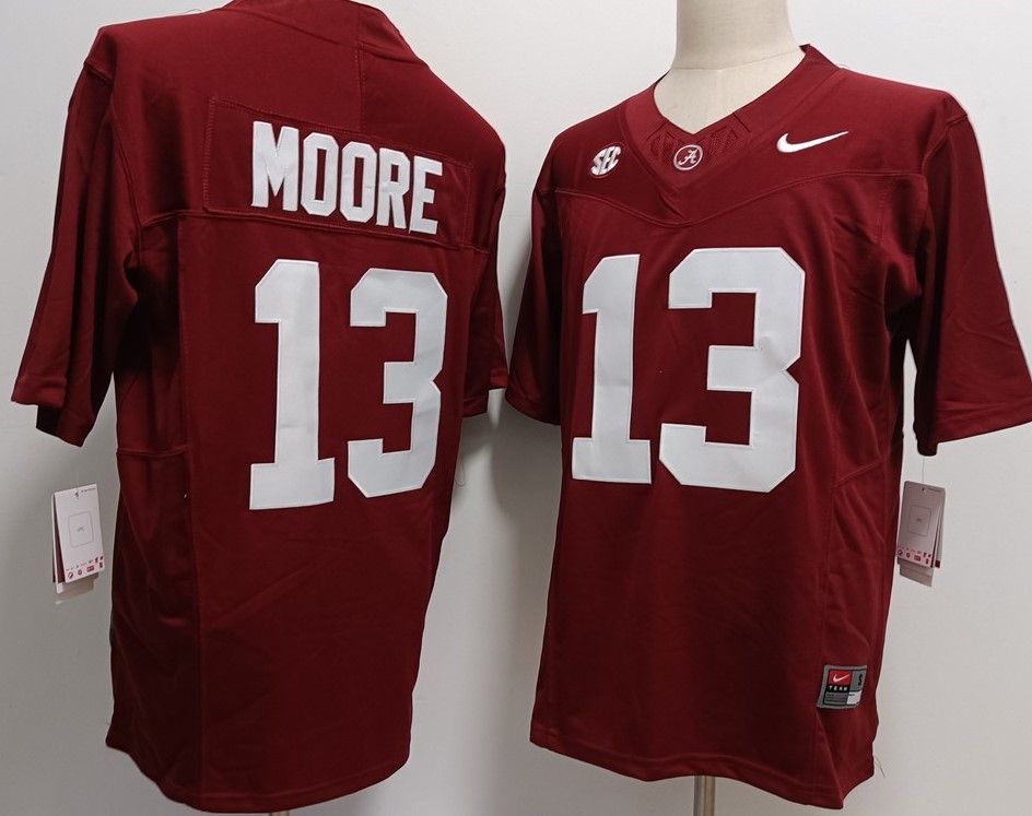 Other Men's Alabama Crimson Tide 13 Malachi Moore Red Jerseys Size US XL / EU 56 / 4 - 1 Thumbnail