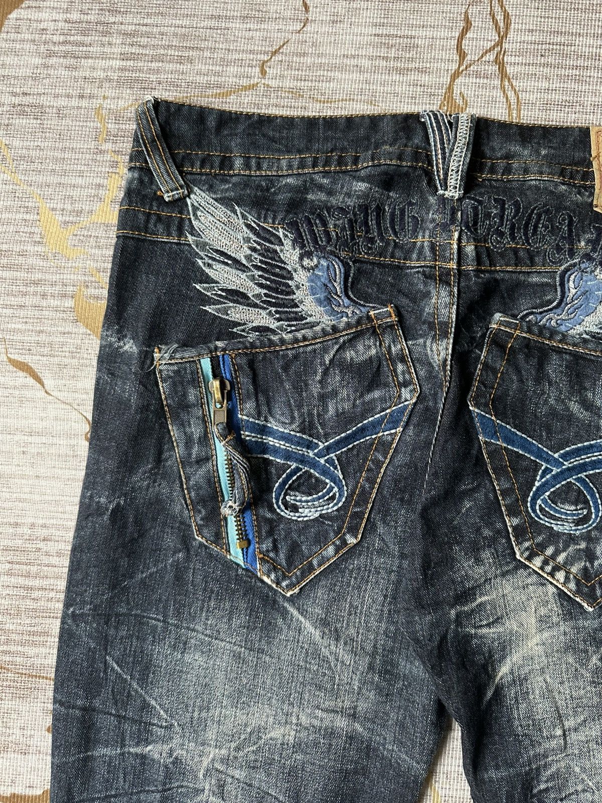 Japanese Brand FLARE Sky Bomber Claw Marks Design Denim Size US 34 / EU 50 - 15 Thumbnail