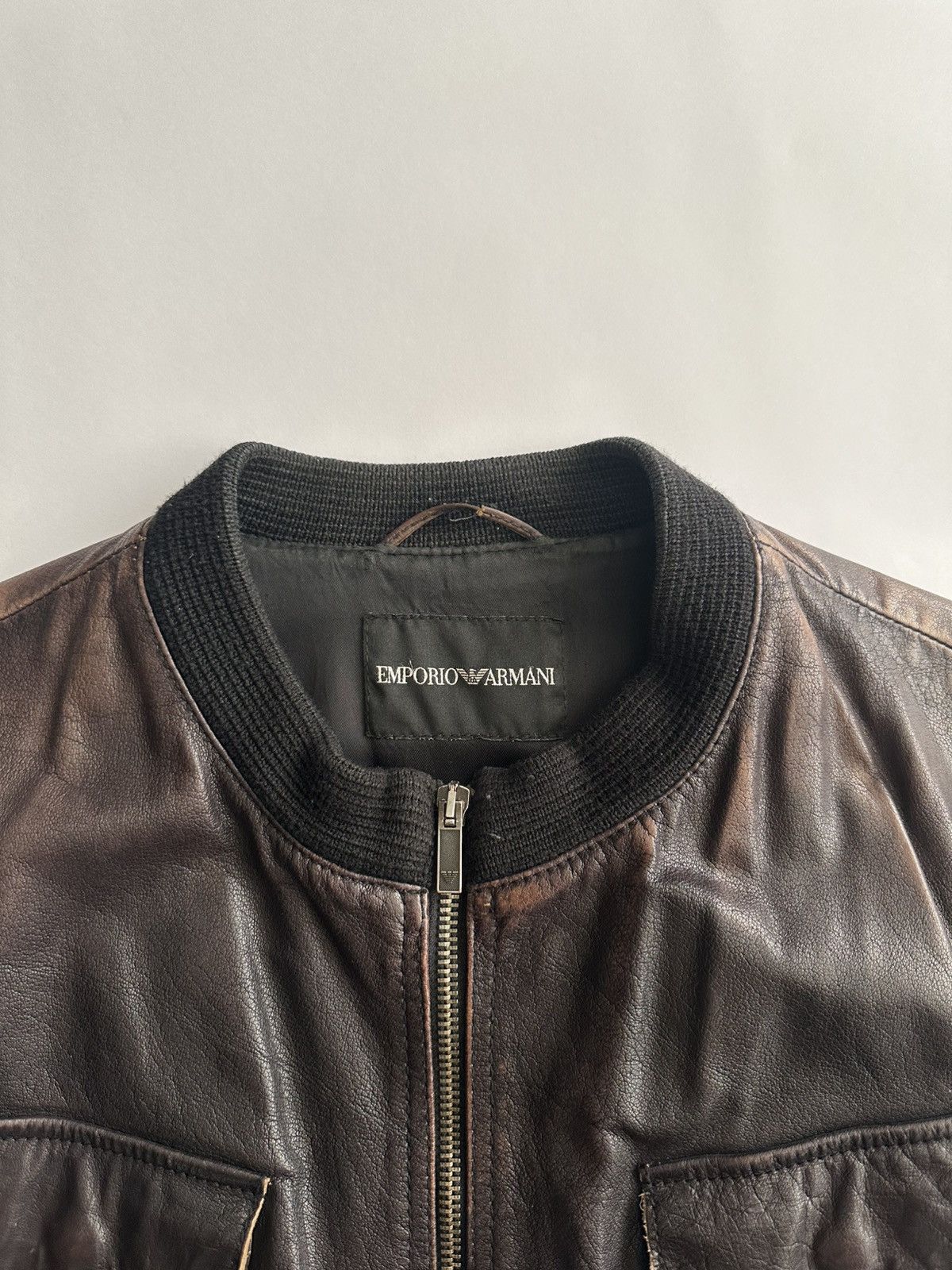 Emporio Armani Emporio Armani 2000’s Aged Leather Jacket Size US M / EU 48-50 / 2 - 7 Thumbnail