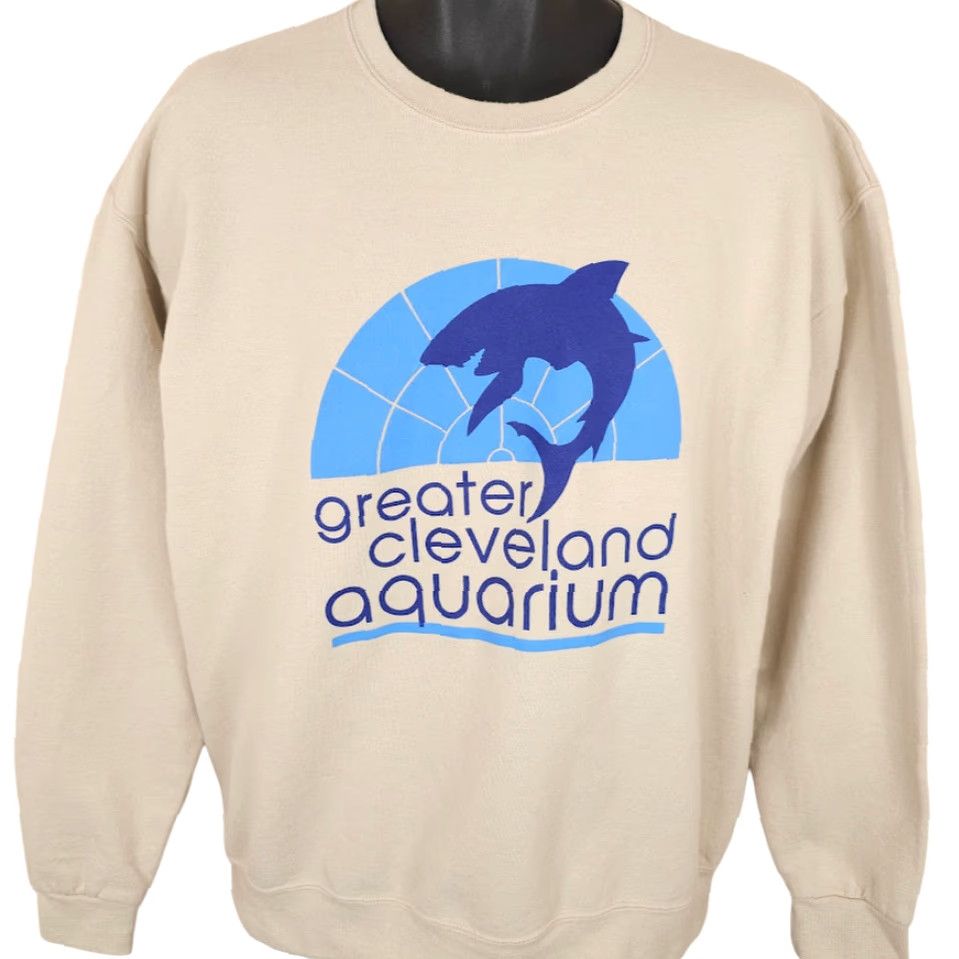 Vintage VINTAGE MV Sport Greater Cleveland Aquarium Sweatshirt Mens L Beige Y2K Souvenir Size US L / EU 52-54 / 3 - 2 Thumbnail