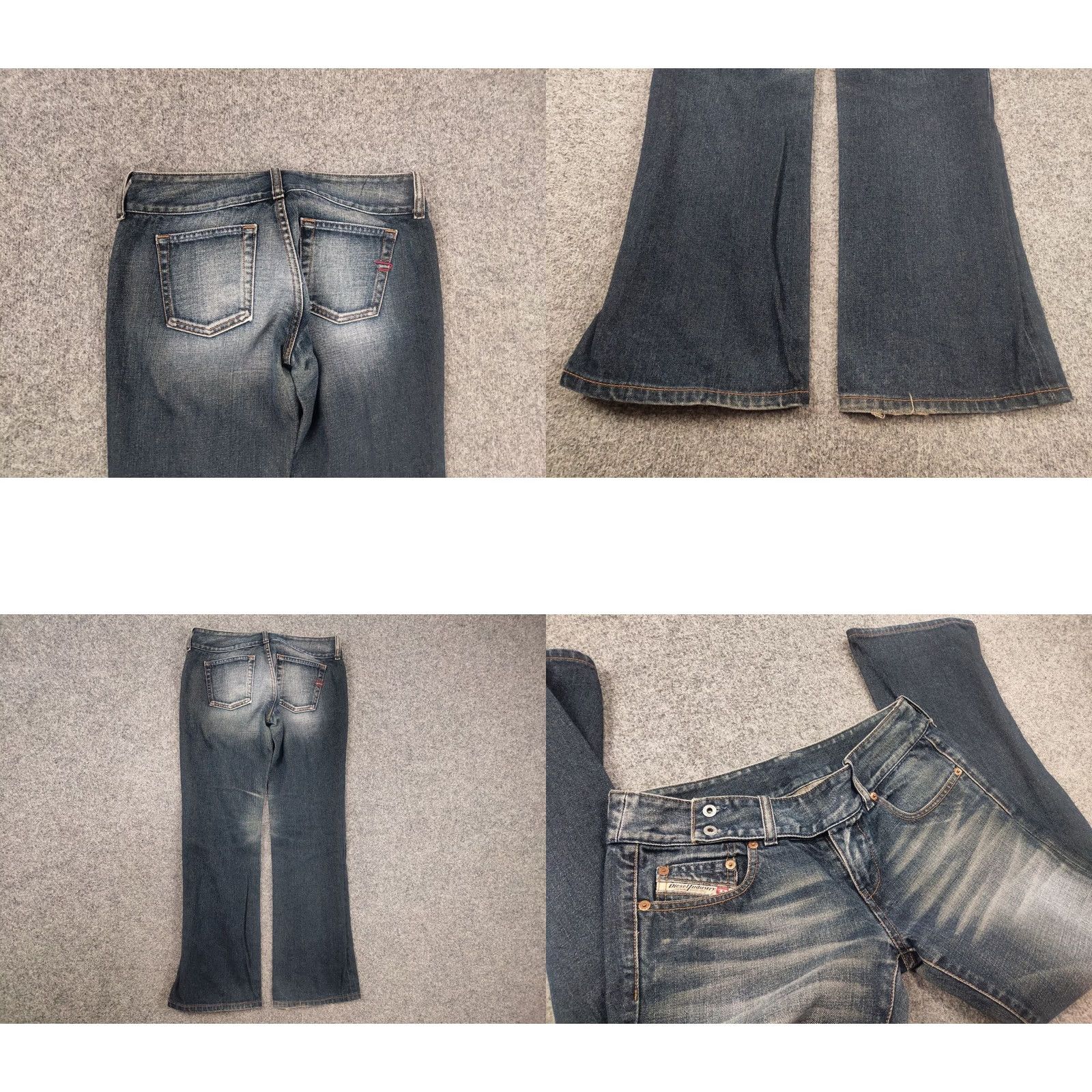 Diesel Vintage Diesel cherock jeans low Rise Belted Flared bootcut dark wash Y2K Opium Size 29" - 8 Thumbnail