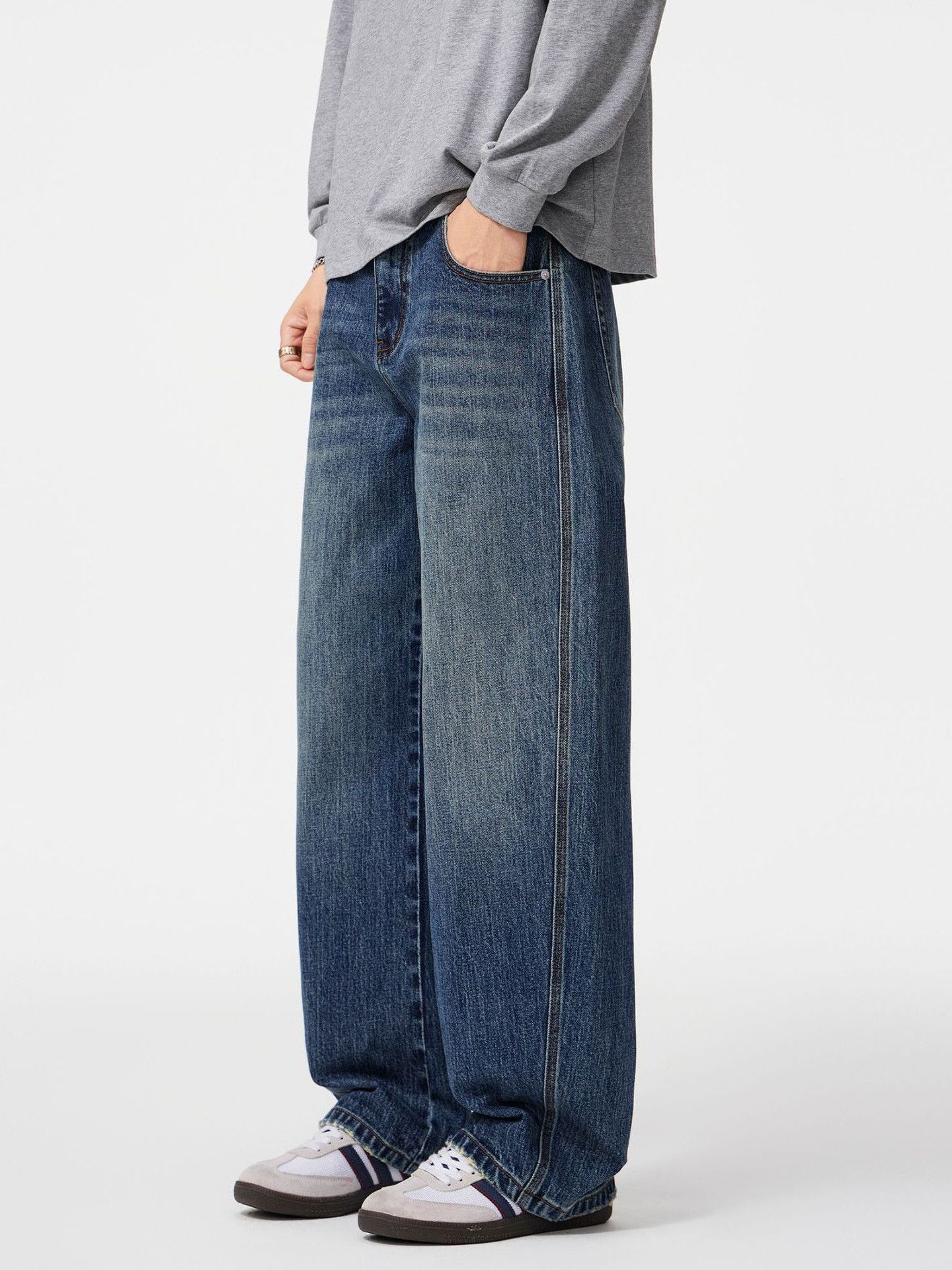 Japanese Brand Men's Retro Washed Cleanfit Loose Casual Jeans Size US 32 / EU 48 - 2 Thumbnail