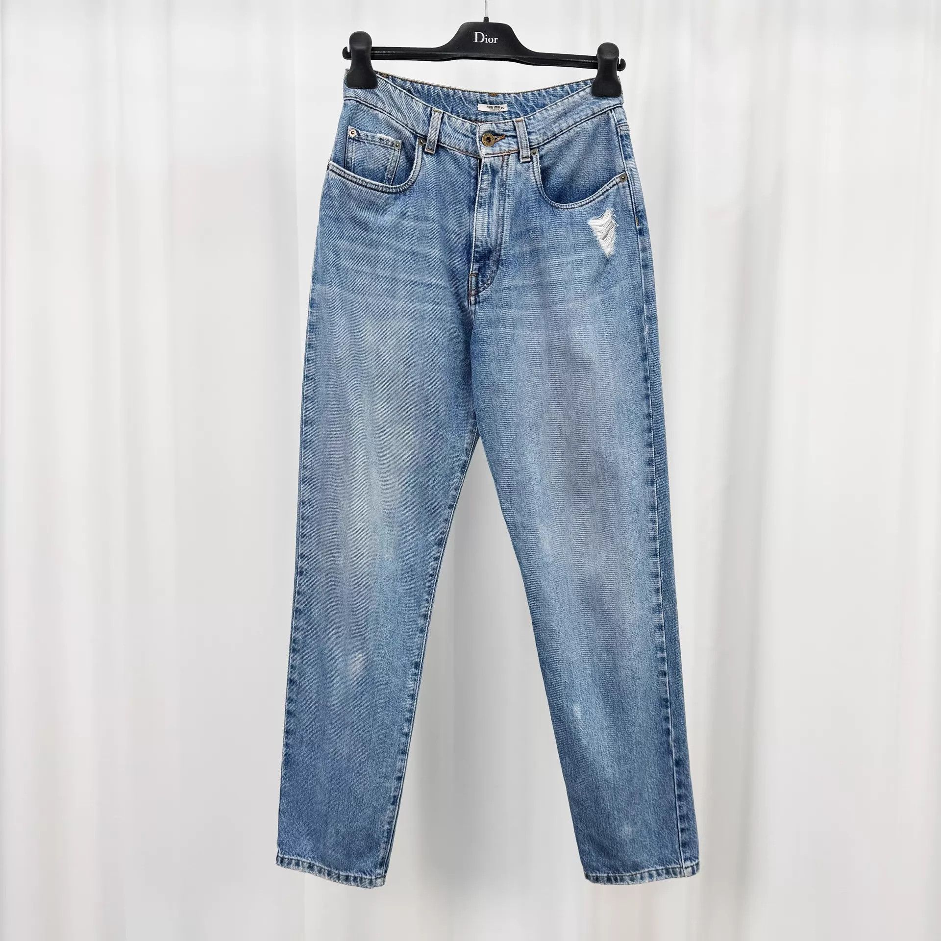 Miu Miu MIU MIU Painted Daisy Leather Tag Jeans W25 98 New Size 25" / US 0 / IT 36 - 1 Thumbnail