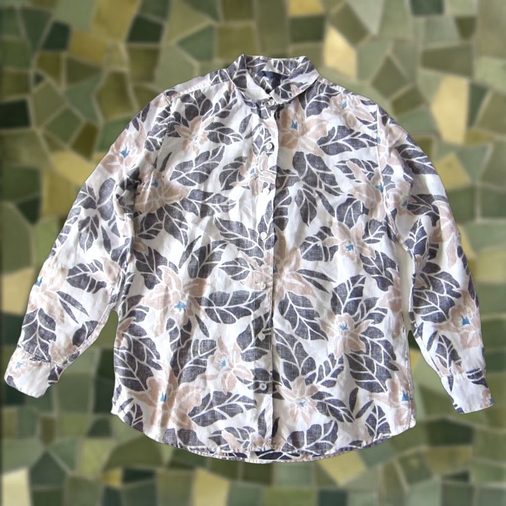 Tommy Bahama Tommy Bahama Blouse Shirt Oversized 100% Linen Floral Blue Small Womens Size S / US 4 / IT 40 - 1 Thumbnail